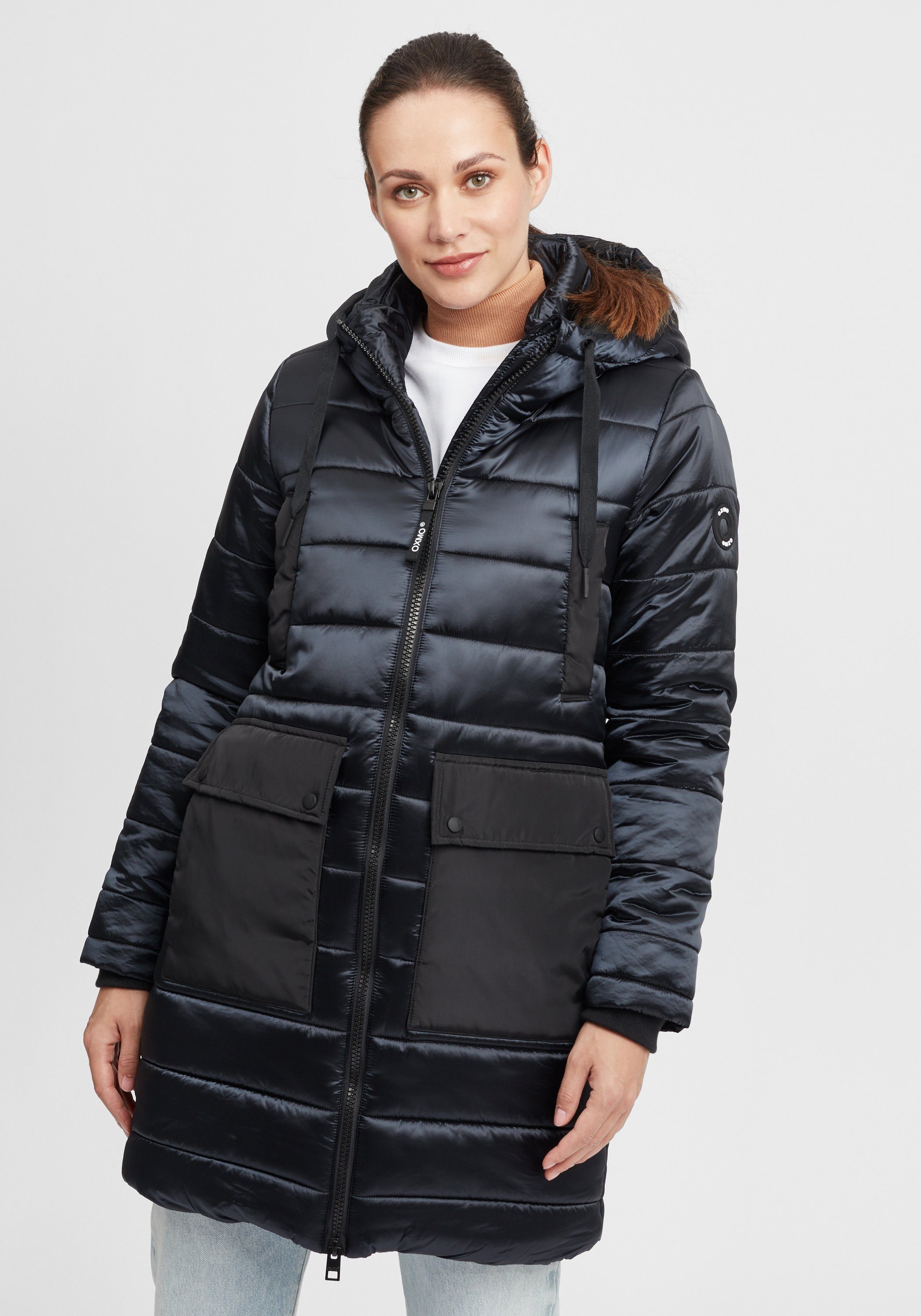 OXMO Steppmantel OXSofia Steppjacke Parka mit Kapuze und praktischen Taschen