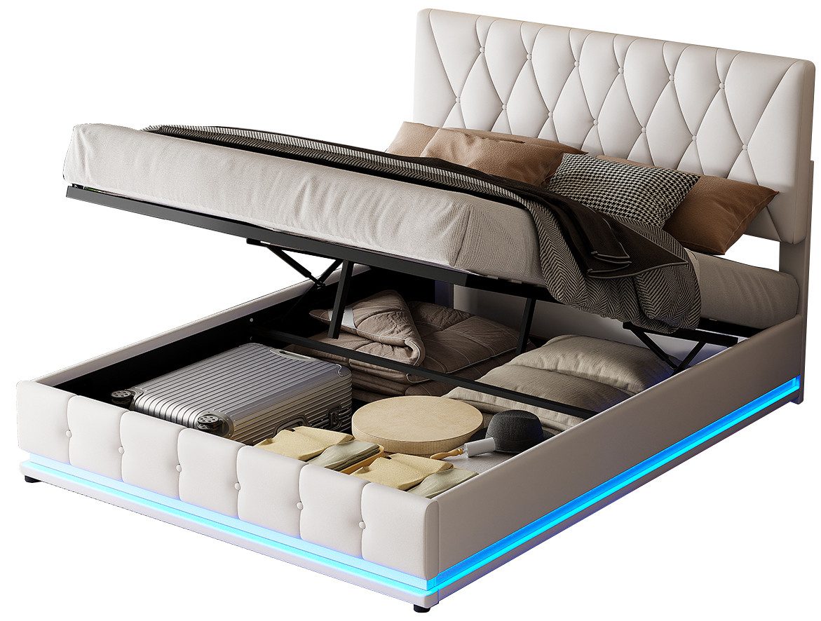 FUROKOY Polsterbett Modernes Bett mit LED günstig online kaufen