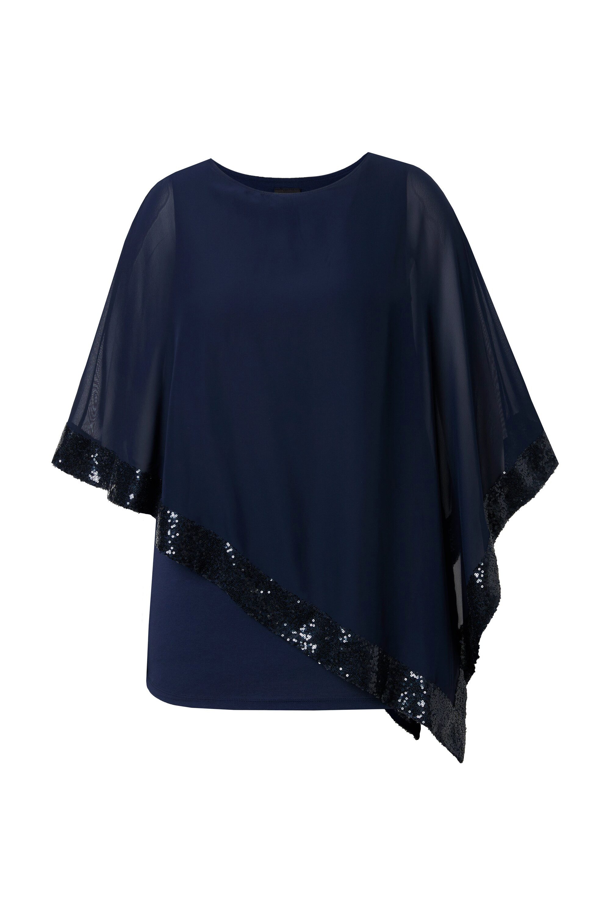 Druckbluse Bluse Chiffon-Überwurf U-Boot-Ausschnitt 3/4-Arm