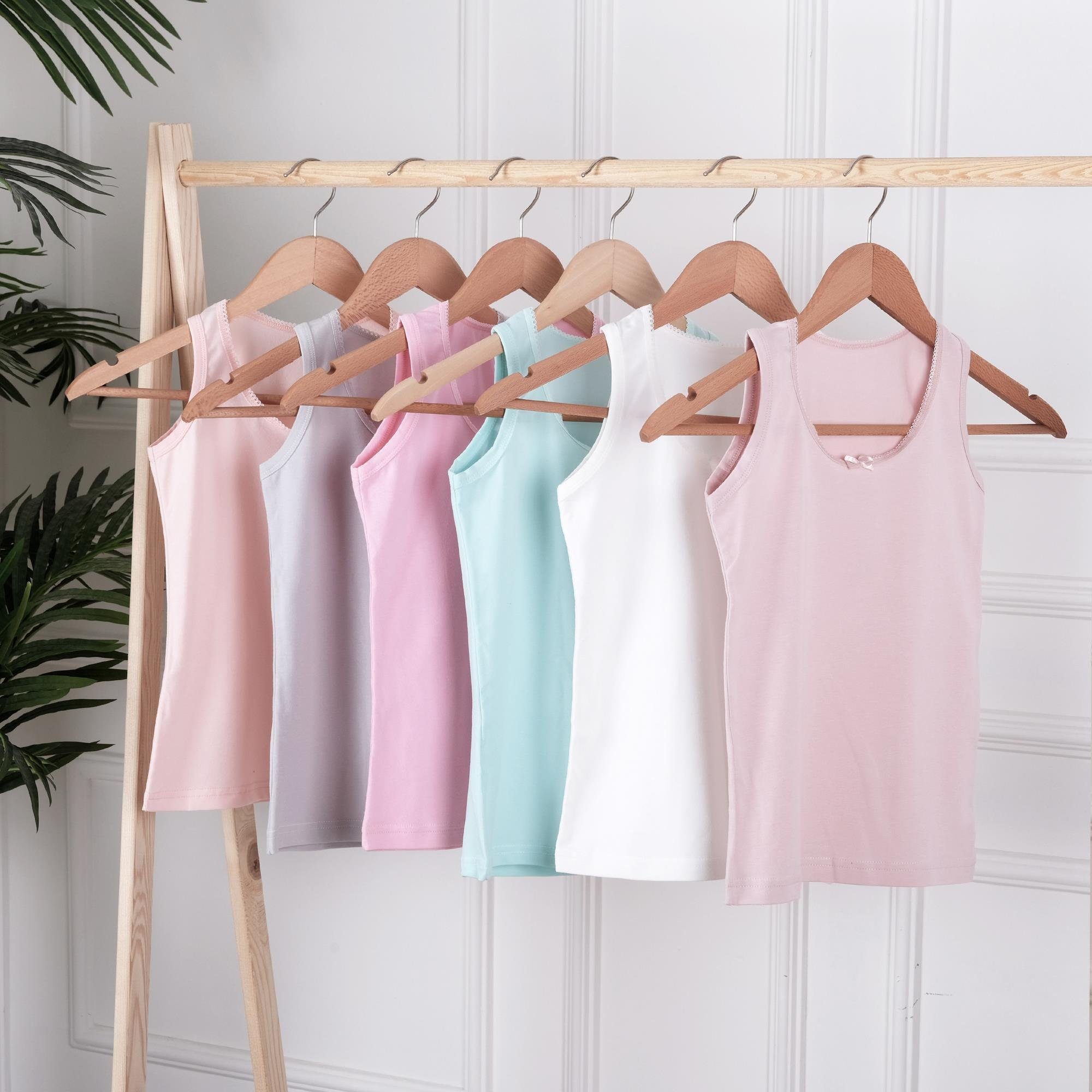 6 6-St) LOREZA Basics (Set, Unterhemden 6er Mädchen Träger Baumwolle Unterhemd aus Breite 92-170 Pack