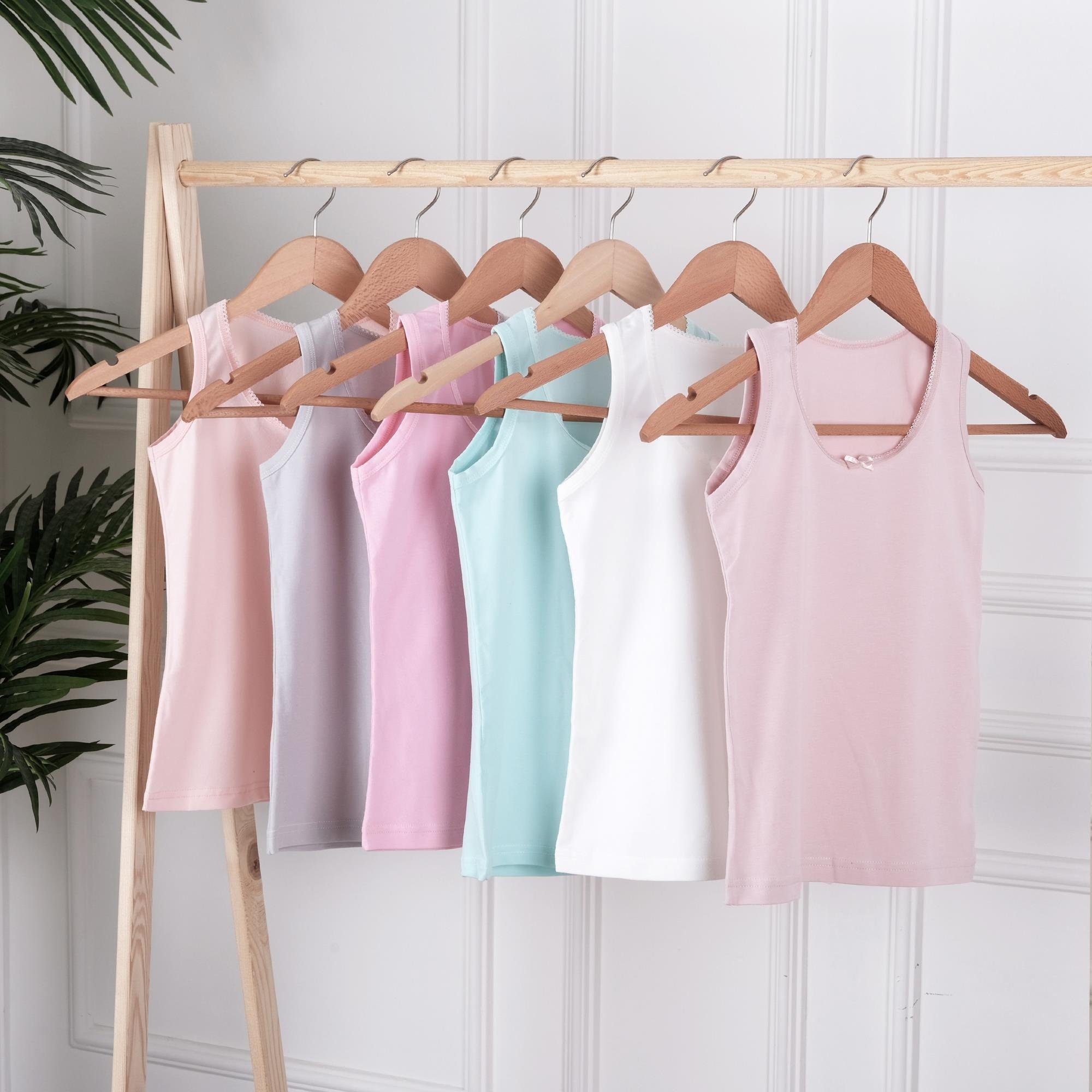 LOREZA Unterhemd 6 Mädchen Unterhemden aus Baumwolle Basics 92-170 (Set, 6-St., 6er-Pack)