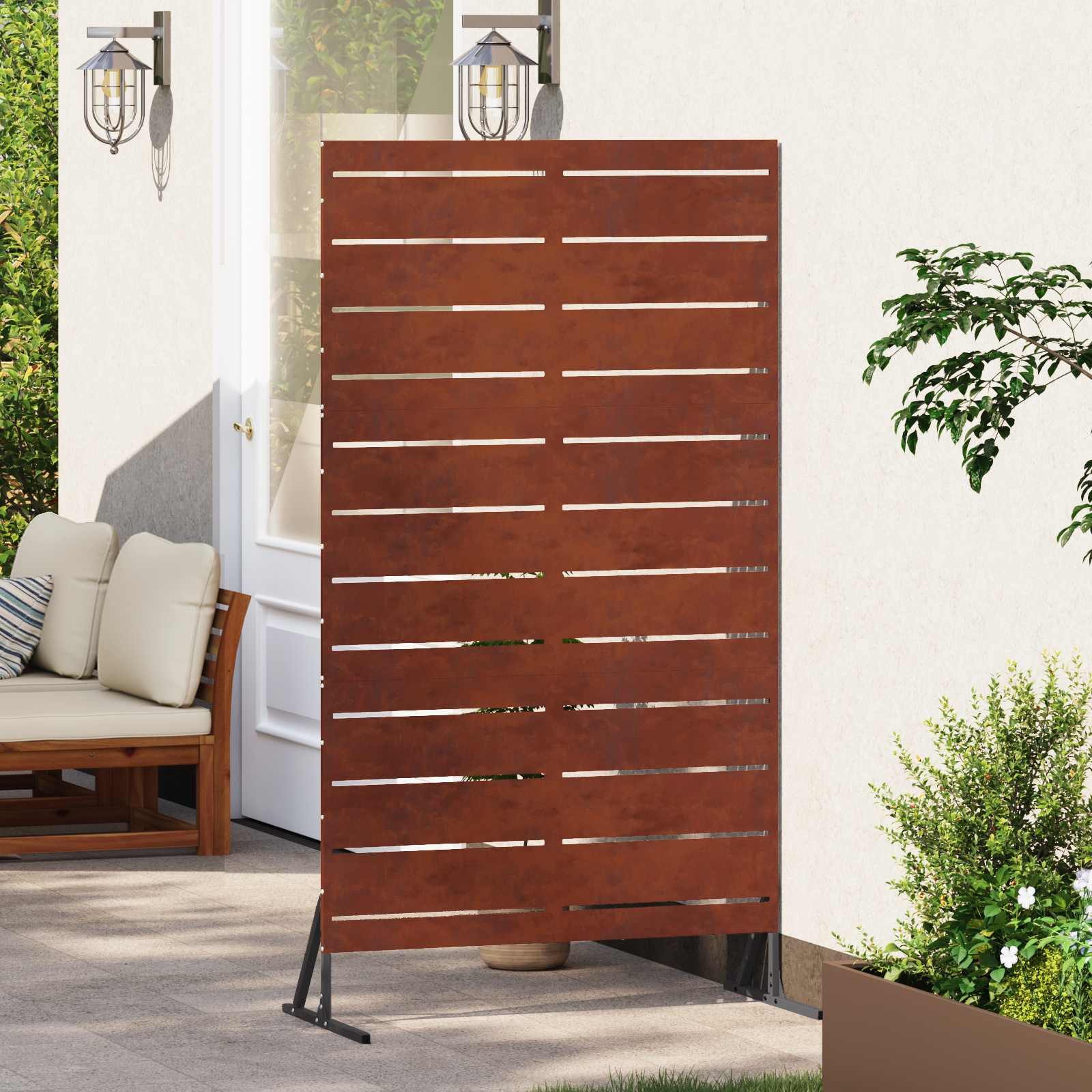 vidaXL Gartenzaun Sichtschutz Grau 100 x 50 x 180 cm Wetterfeststahl, (1-St)