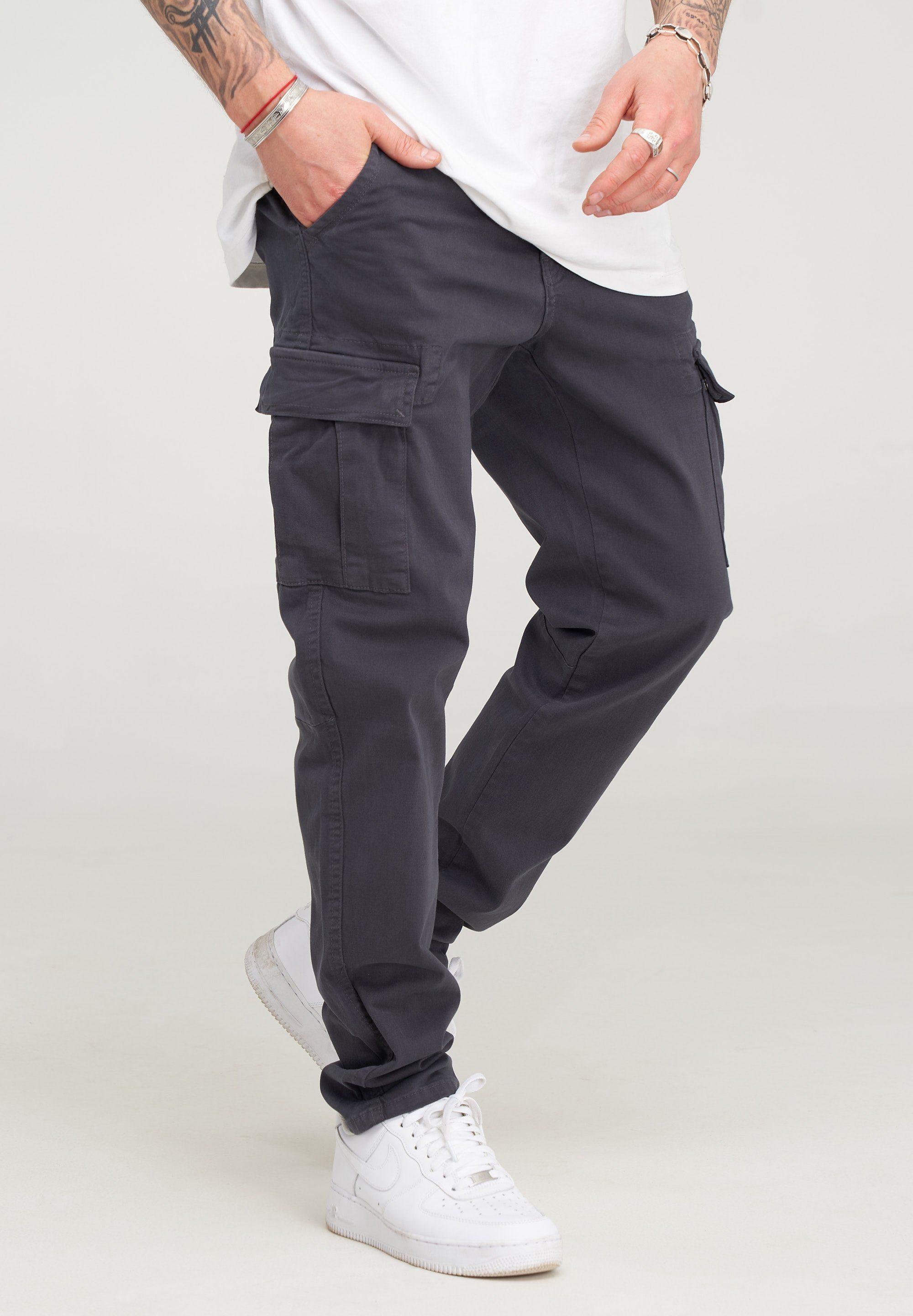 behype Cargohose BHMATOLA als Freizeithose mit Seitentaschen Herren Chino Jeans Hose Stoffhose