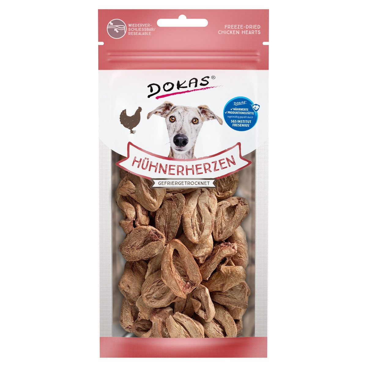 Dokas Hühnerherzen gefriergetrocknet 22 g - 8 Stück - Sparpaket, für: Hund