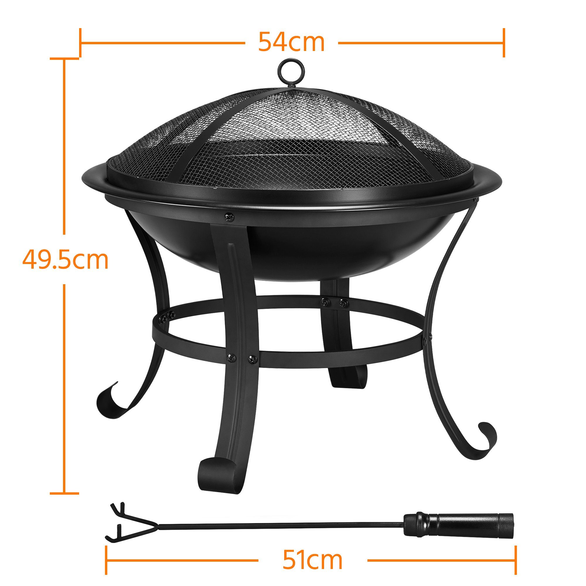 Yaheetech Feuerschale, mit Schürhaken und Abdeckung günstig online kaufen