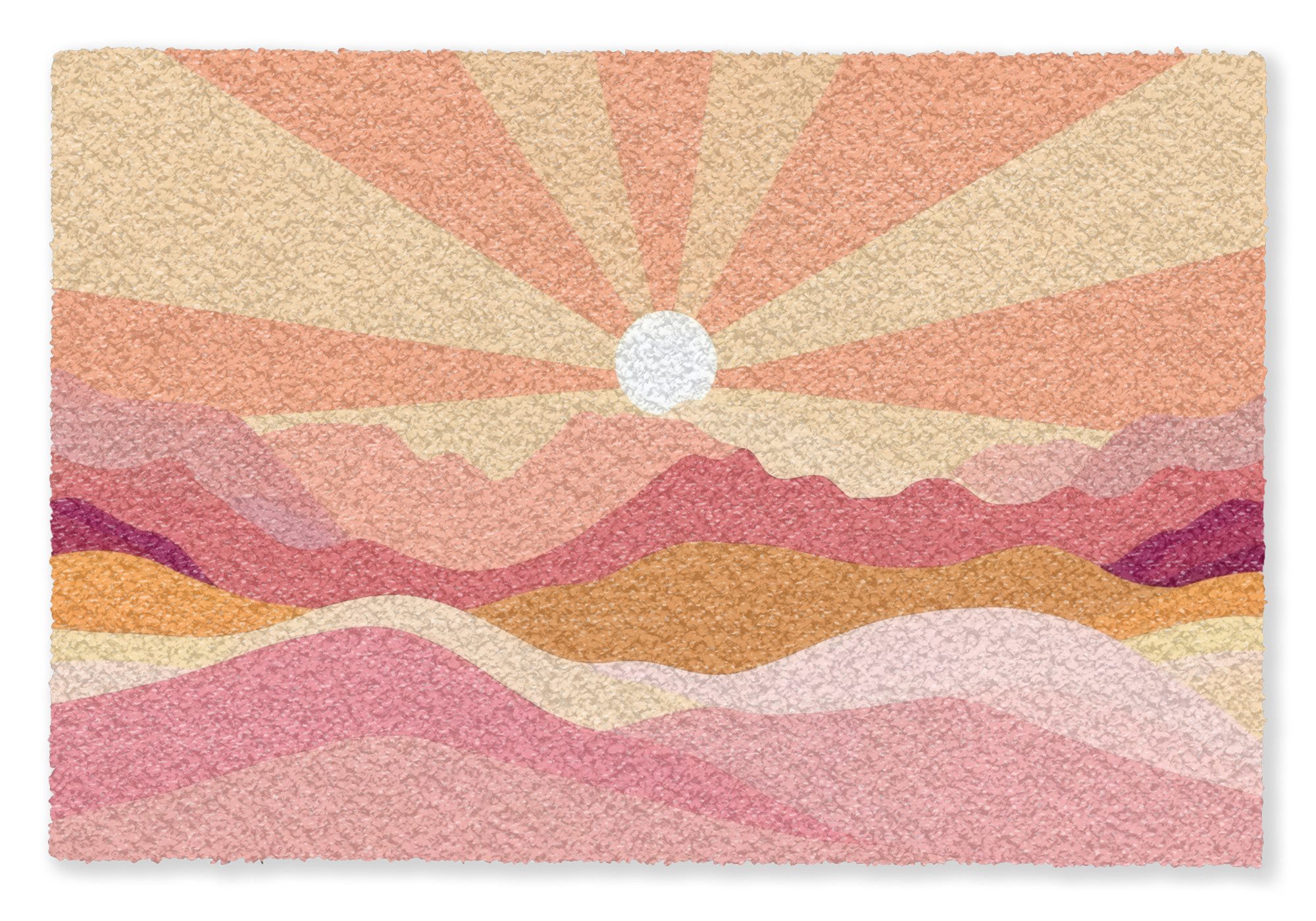 Fußmatte Berge - Abstrakt - Sonnenstrahlen - Rosa