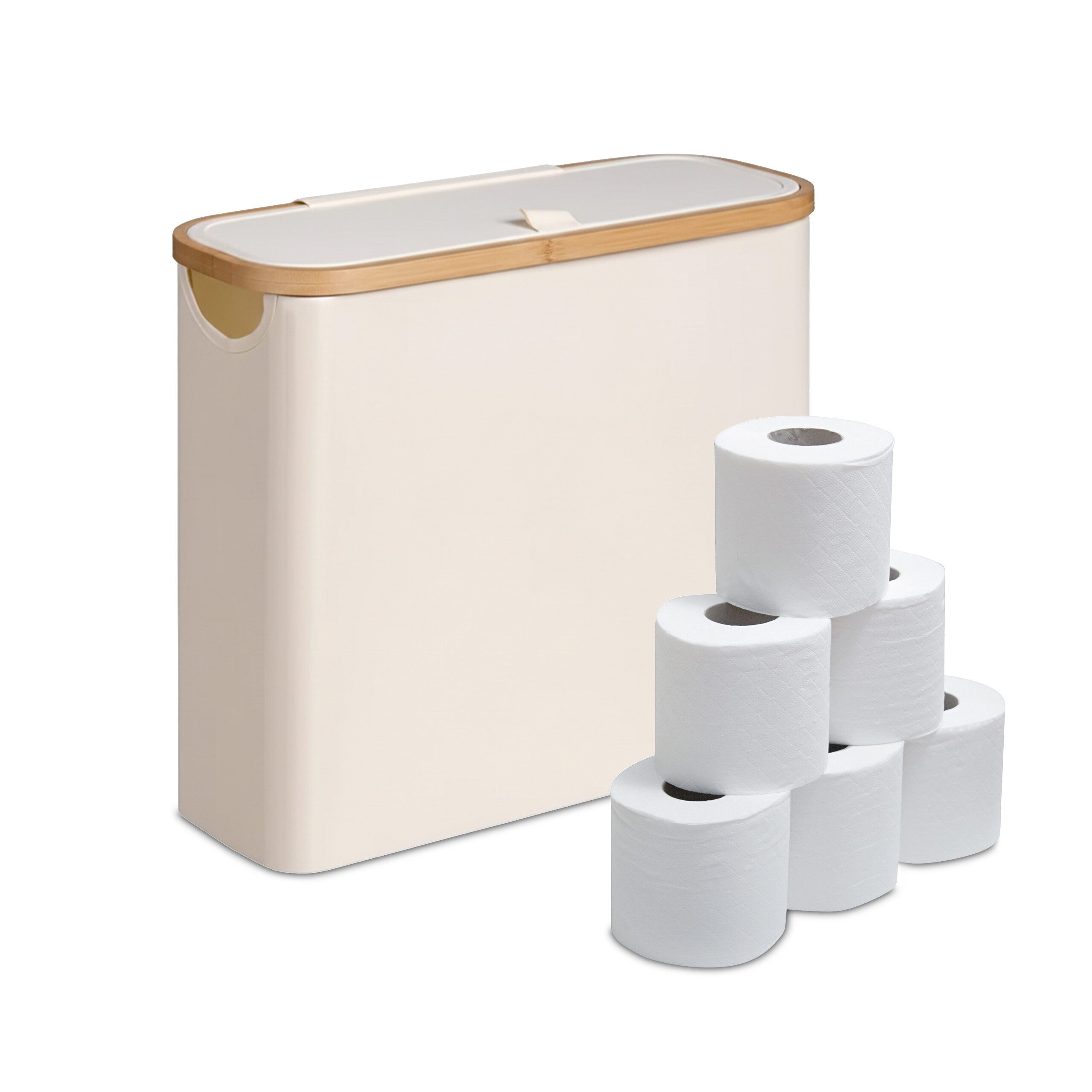 relaxdays Toiletten-Ersatzrollenhalter Toilettenpapier Aufbewahrung 12 Rollen, Beige