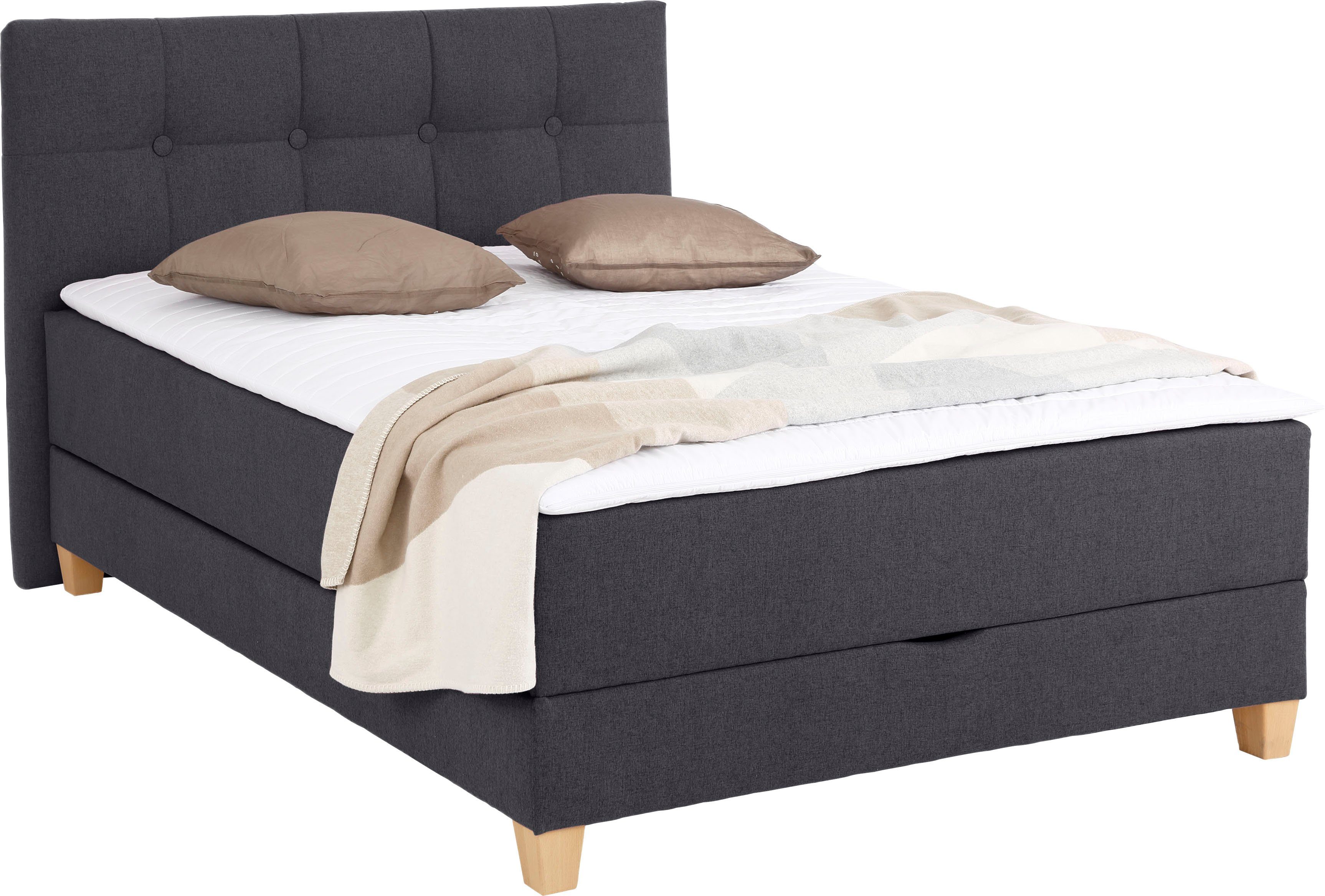 Home affaire Boxbett Lonrai, in H2,H3 & H4 und XXL - Überlänge 220cm wählbar, inkl. Topper
