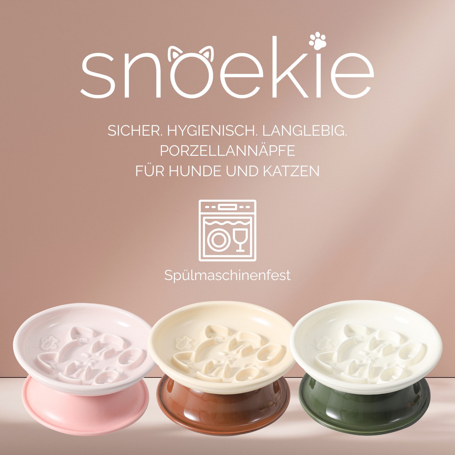 SNOEKIE Napf snoekie Porzellan Anti-Schling-Napf HCT-LB17M – Erhöhtes Design