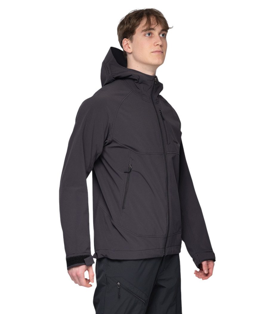 Bergans Softshelljacke Vaagaa Softshell Hood (Fleecefutter, 4-Wege-Stretch) schwarz Herren