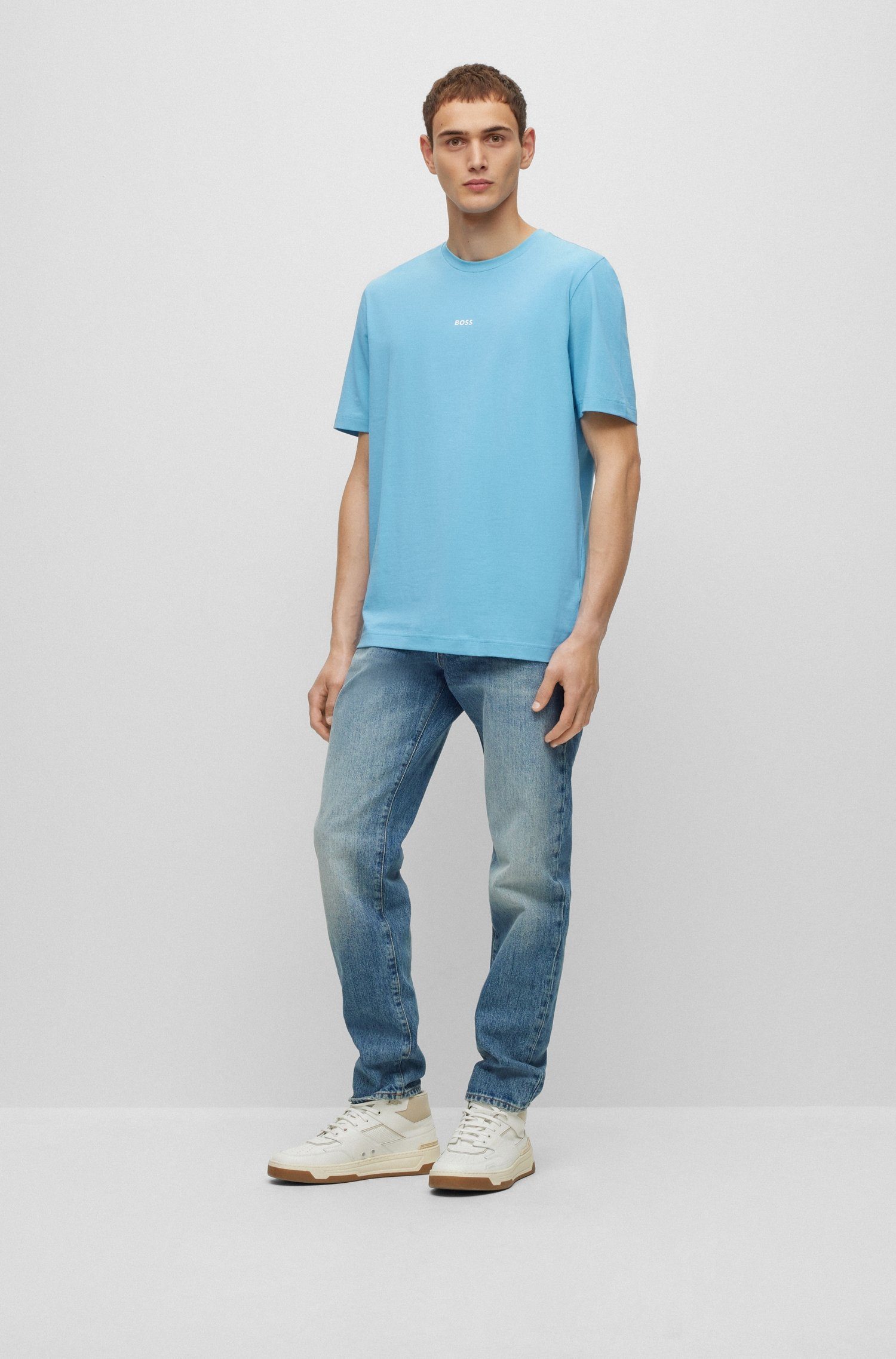 Rundhalsausschnitt ORANGE mit Open_Blue493 T-Shirt BOSS TChup