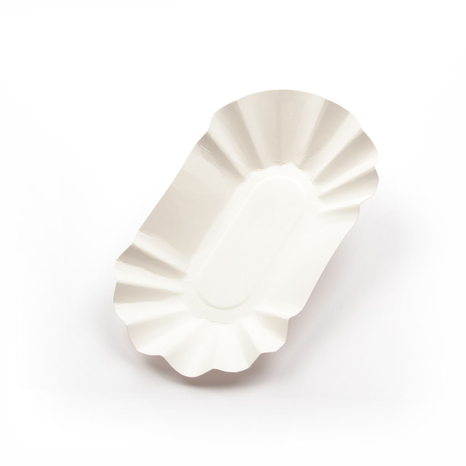 Einwegschale 2000 Stück Pappschalen KU0B (10×17×3 cm), ohne Beschichtung, weiß, Frischfaser Pommesschale Pappteller Currywurstschale Pommes - Schale