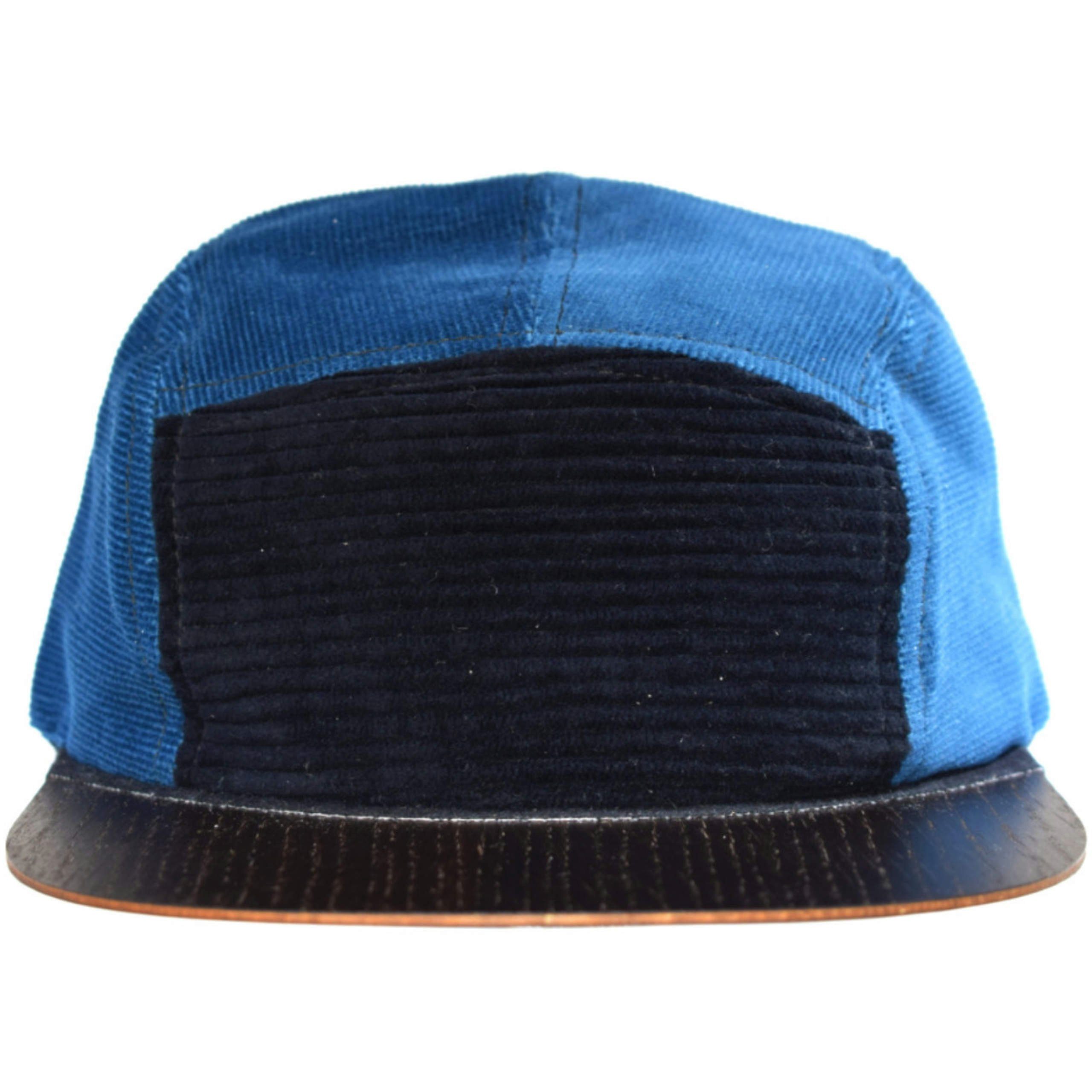 Lou-i Snapback Cap Cord Holzschild in Holzschild Blau mit Germany Made Cap