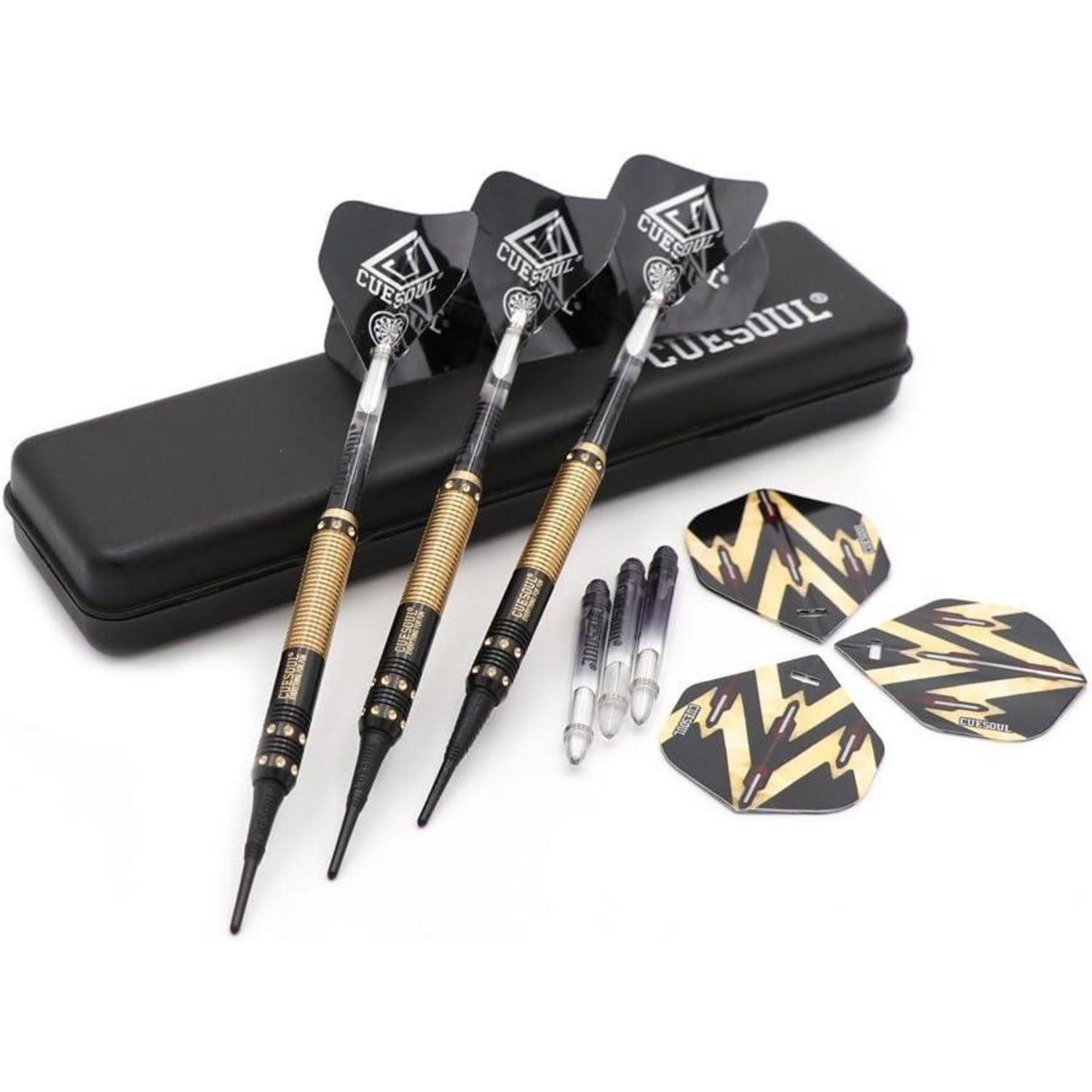 LuxusKollektion Softdarts 16 Gramm Soft Tip Darts Set with Slim Case and 4 Sets of Dart Shafts