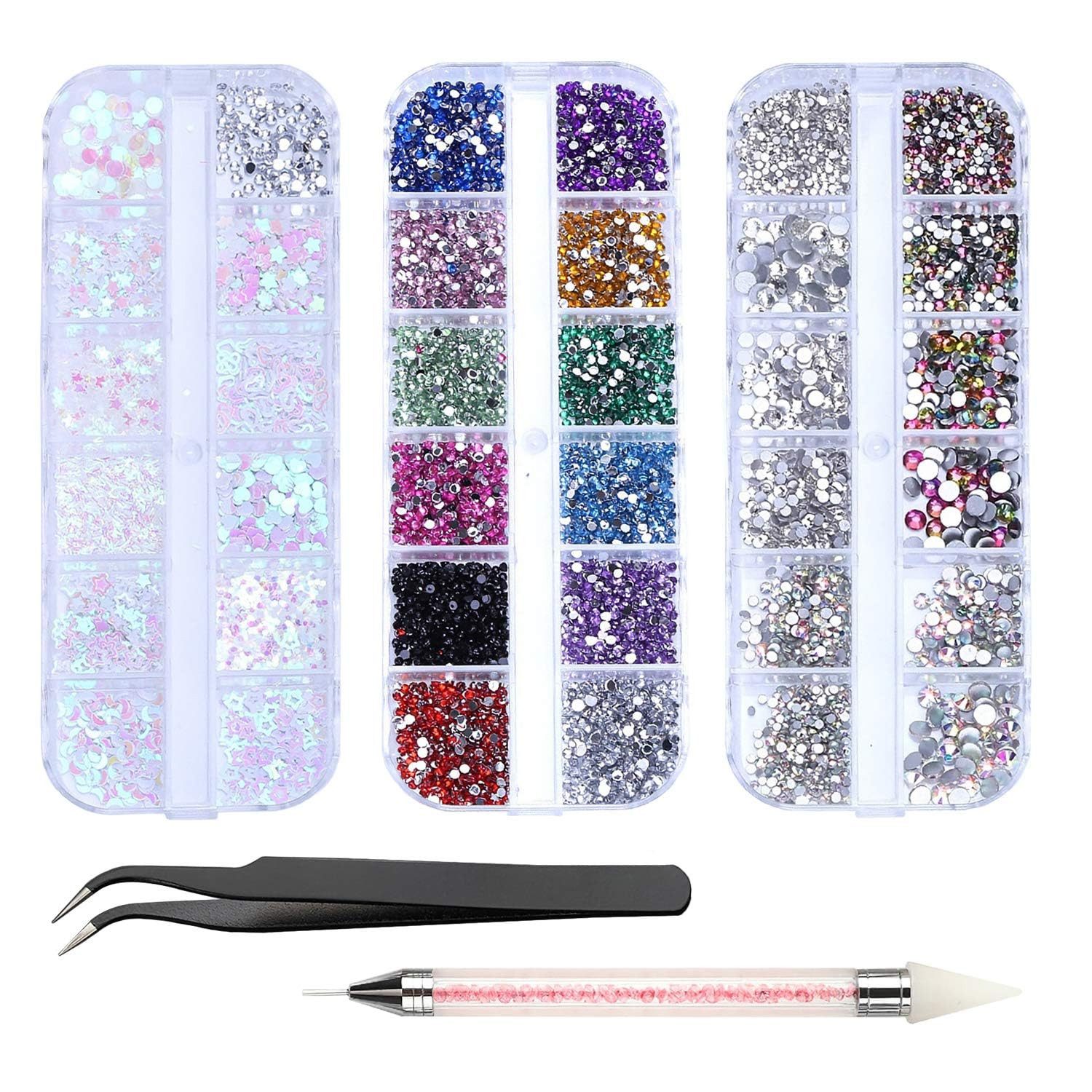 Refined Living Nageldesign Zubehör 4200 Strasssteine für Nägel Set mit Werkzeug – Kristall Nail Art Deko, 4200 Strasssteine in 6 Größen, Inkl. Wachsstift, Pinzette & Picker, für Nägel, Nagelglitzer, Pailletten, Nagelaufkleber mit Kristallen, Nagel-Edelsteinen, Diamanten für Nagelkunst DIY Nail Art, Nail Rhinestones Set, Nail Art Set, Nageldeko Set, Nailart Kristalle 5-tlg., Maniküre-Werkzeuge,Vielfältige Anwendungen,Kreative Geschenke, für Nail Art, DIY-Bastelprojekte,Teenager, Bastelfans, Nagelstudios