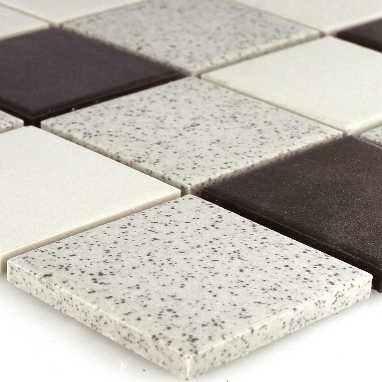 Mosafil Mosaikfliesen Mosaikfliesen Keramik Monforte Schwarz Grau Matt, Keramik 30.500x31.000, schwarz-beige-grau, Verlegefertig auf ein Netz geklebt - Frostsicher - Wasserfest