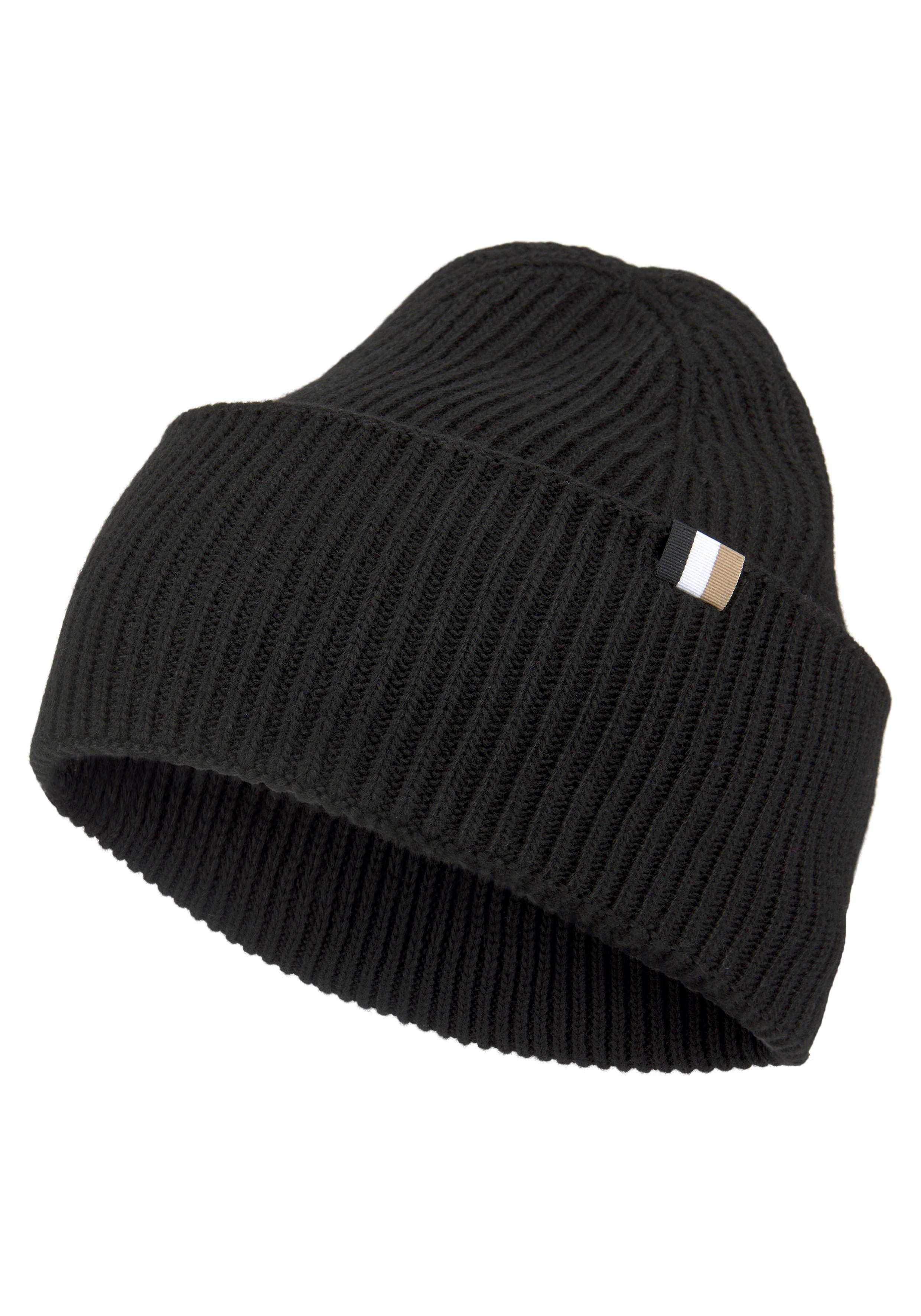 BOSS Beanie Laura_hat breitem Strickbund Black mit