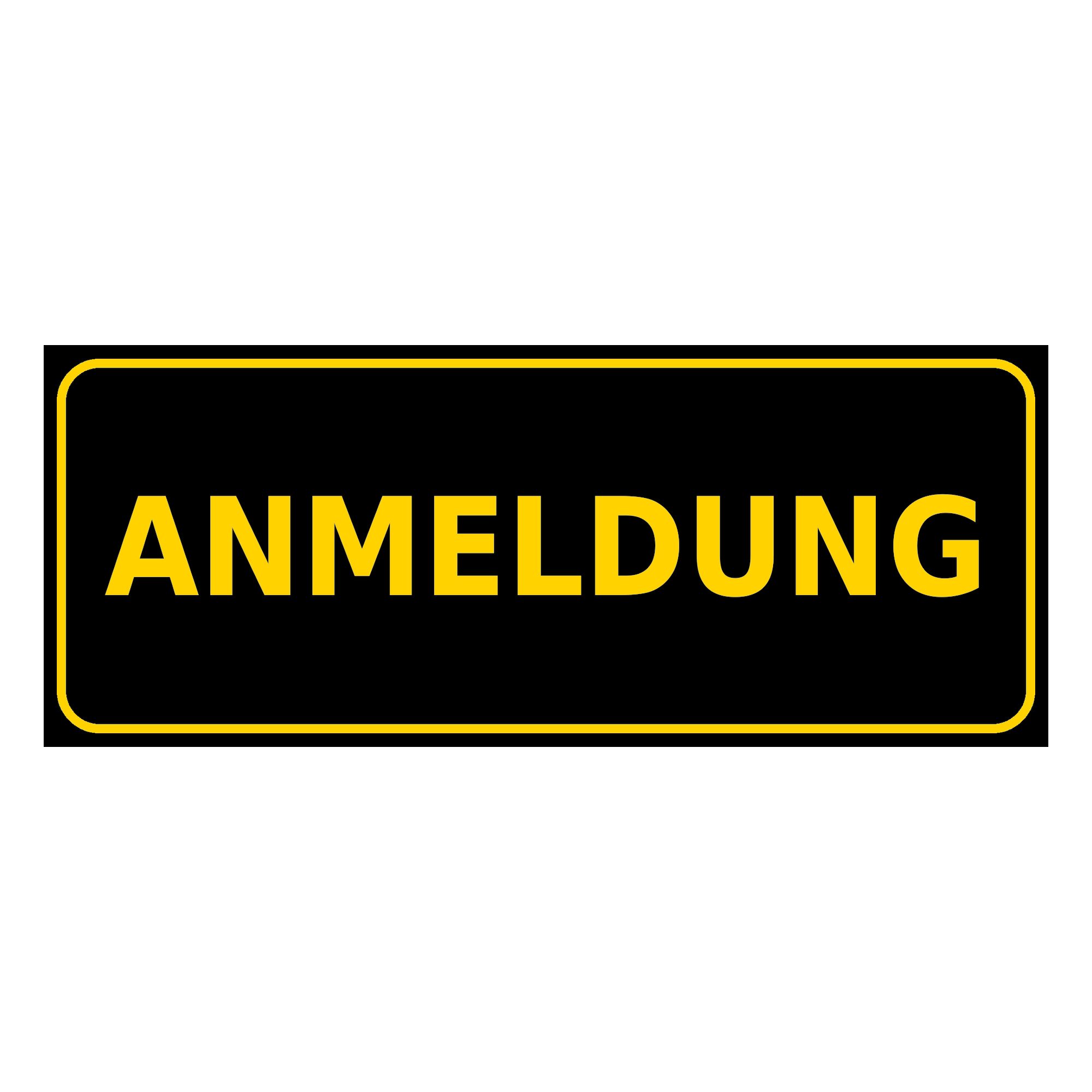 Nomiro Hinweisschild NOMIRO Türschild Hinweisschild Anmeldung 15x6 cm - Kunststoff schwarz, (1 St), selbstklebend, lasergraviert