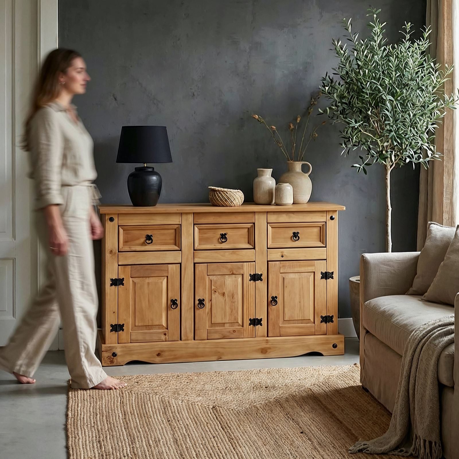 CARO-Möbel Sideboard SALSA, Kommode mit Stauraum im Mexiko Stil, Anrichte L günstig online kaufen
