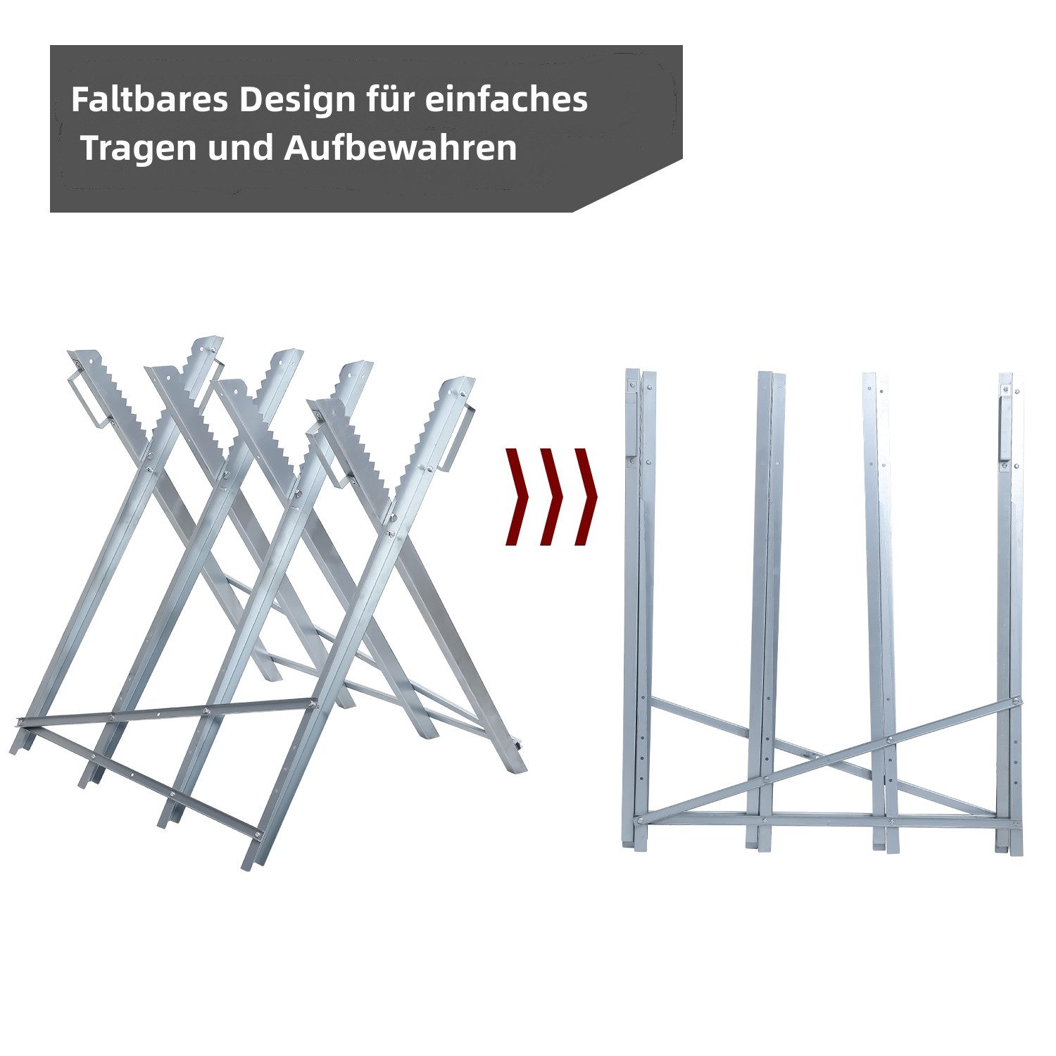 Clanmacy Sägebock Sägebock zusammenklappbarer Holzsägebock Holzspalter 81x80x80CM, 150 kg max. Belastbarkeit – Bild 5 von 5