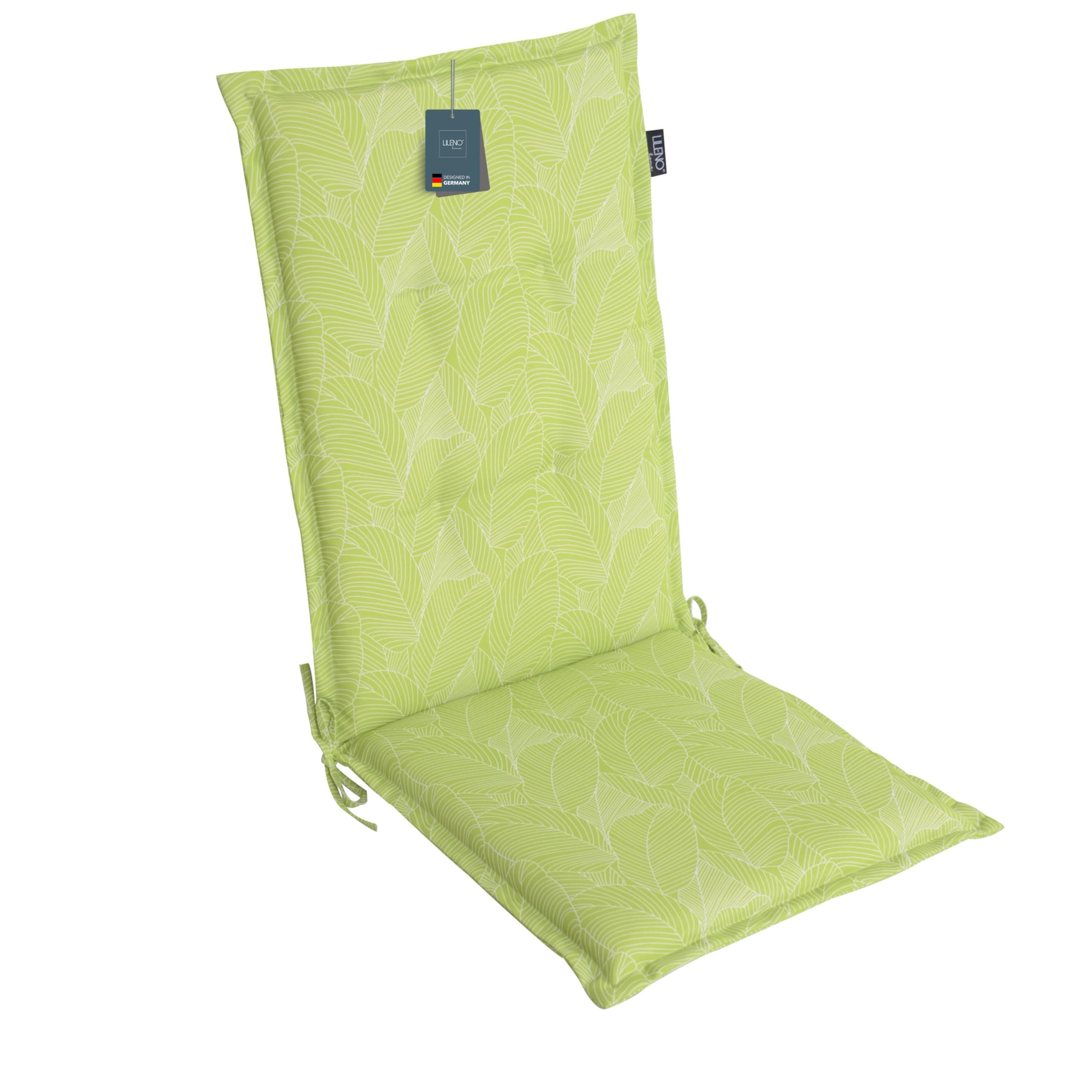 LILENO HOME Hochlehnerauflage Gartenstuhl Auflage, bequeme Sitzauflage für Gartenmöbel, Stuhlkissen, (1 St., 1er Set), Polsterauflage Blätter Grün, Sitzpolster für Klappstühle