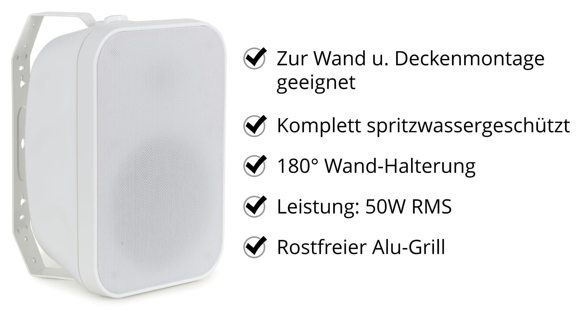 McGrey OLS-5251WH Outdoor-Lautsprecher 50 Watt Weiß mit Bluetooth Set Außenlautsprecher (N/A, 50 W, Eleganter Allwetter-Lautsprecher mit voluminösem Klang)