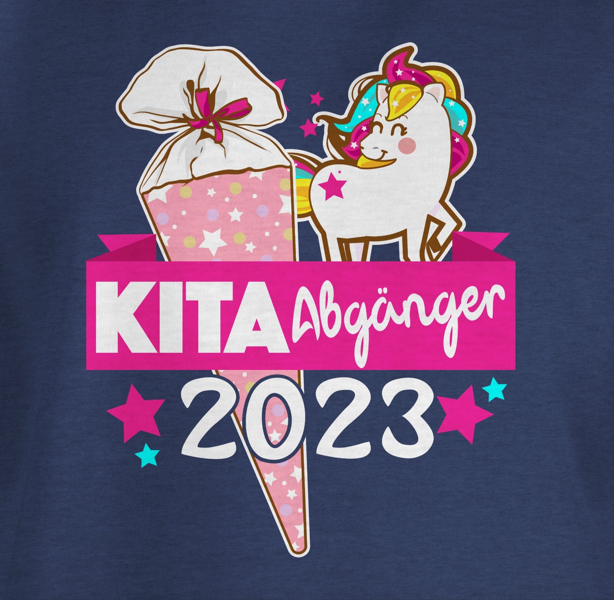 Shirtracer 2023 2 Einschulung Kita Mädchen Dunkelblau T-Shirt Abgänger Meliert -