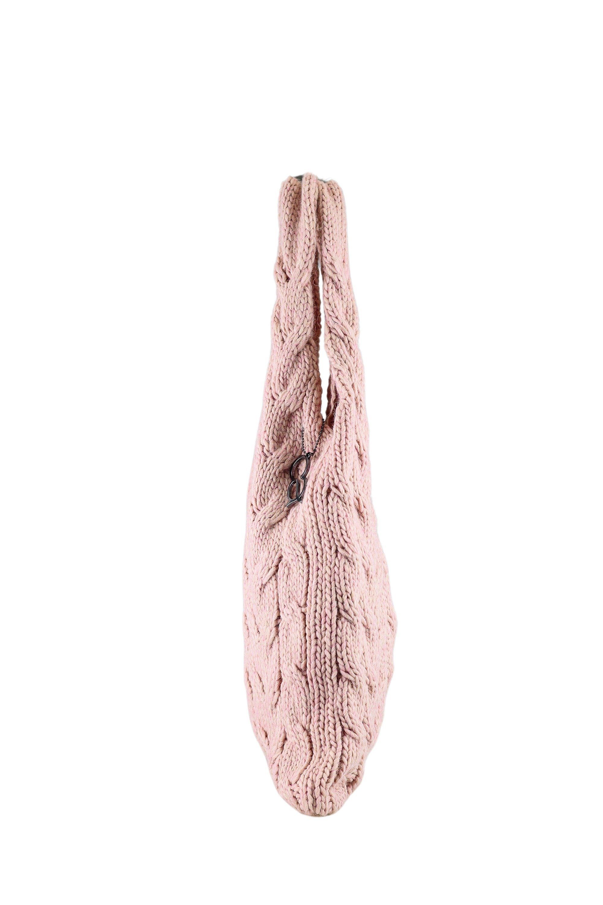 Schultertasche Stoff rosa weichem Wollflecht, ALESSANDRO COLLEZIONE aus
