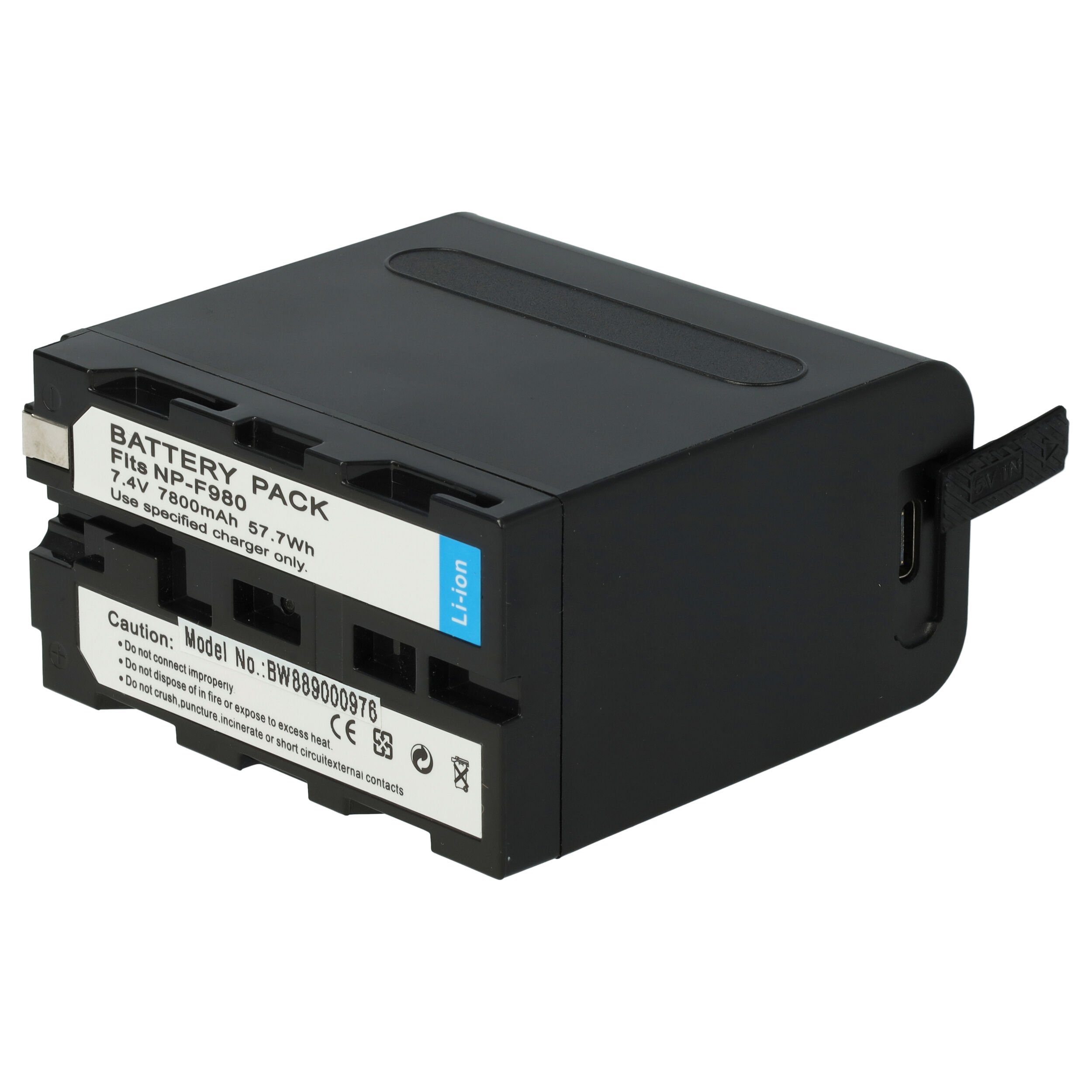 vhbw kompatibel mit PXW-Z100, mAh PLM-100, Li-Ion VCL-ES06A (7,4 Sony Kamera-Akku V) 7800