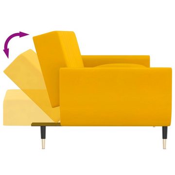 vidaXL Sofa Schlafsofa 2-Sitzer mit 2 Kissen Gelb Samt Schlafcouch Schlaffunktion
