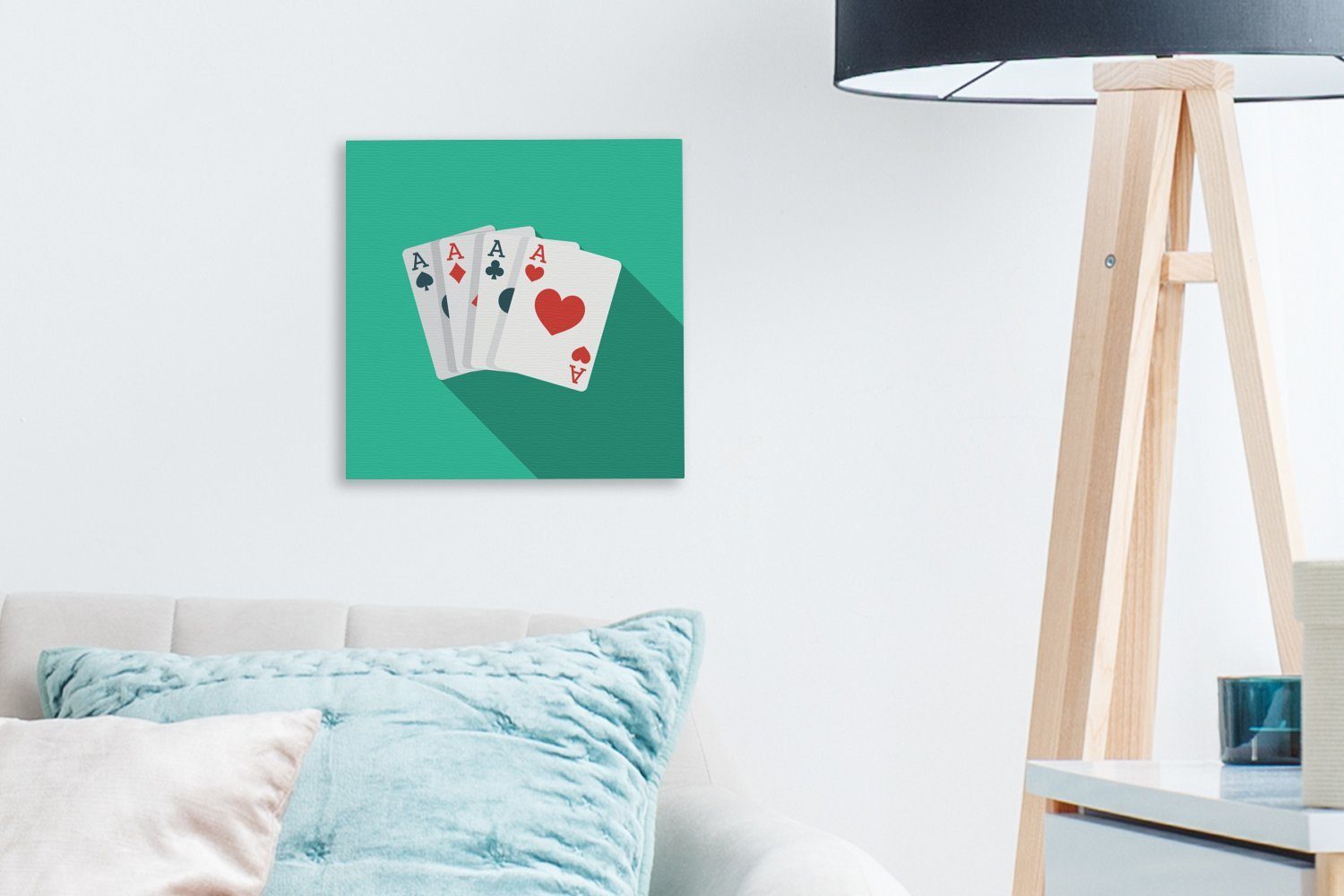 Spielkarten, von vier Leinwandbild (1 Illustration St), für Leinwand Wohnzimmer OneMillionCanvasses® Bilder Schlafzimmer