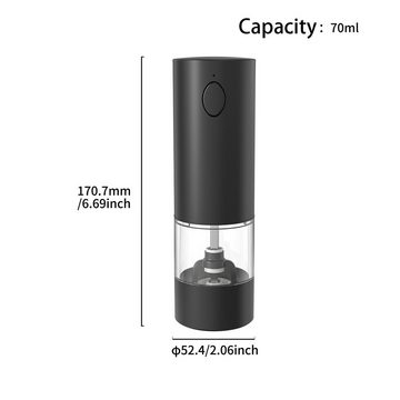 walkbee Salz-/Pfeffermühle Gewürzmühlen,Salz-/Pfeffermühle,USB Wiederaufladbare Gewürzmühle elektrisch,mit Keramikmahlwerk,Mahlgrad einstellbar fein bis grob, Adjustable Gewürzmühle,mit Wiederaufladbare Batterie und LED Indikator