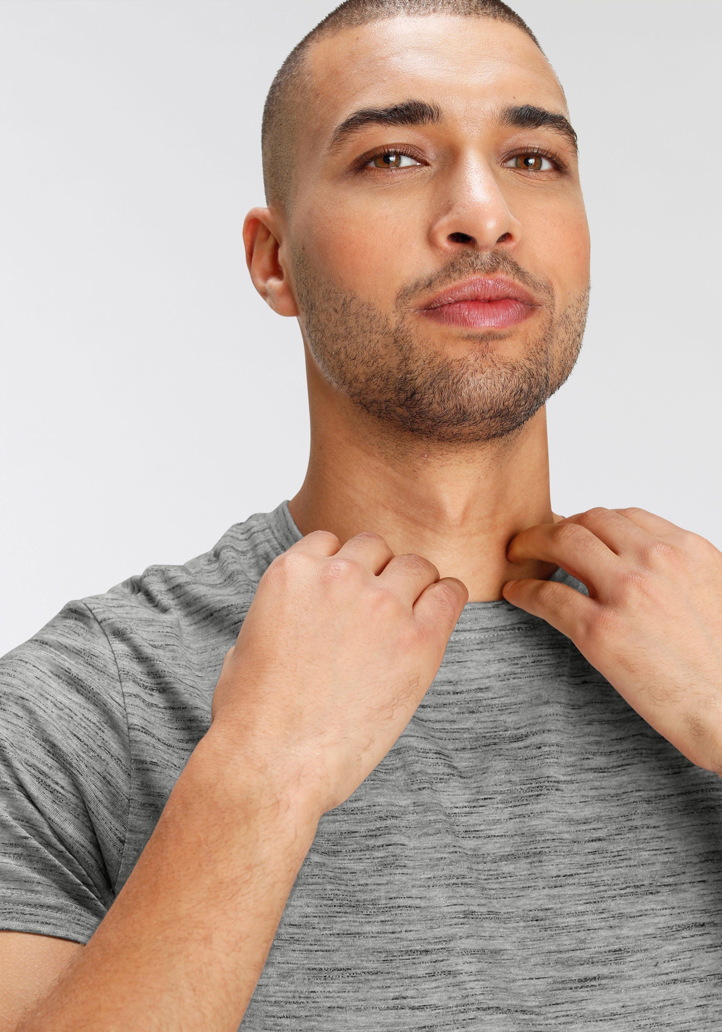 AJC T-Shirt Kurzarm, Regular Fit, meliert, Rundhalsausschnitt