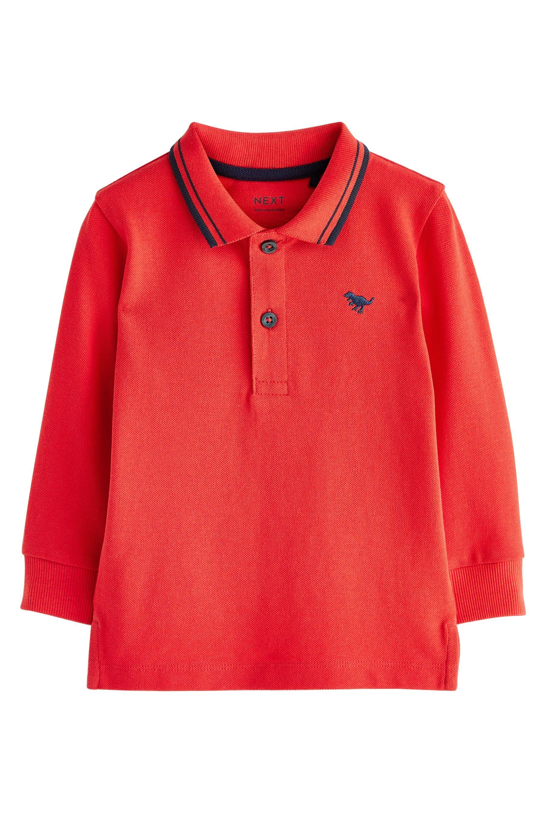 Next Langarm-Poloshirt Langärmeliges Polo-Shirt (1-tlg) Red Tipped