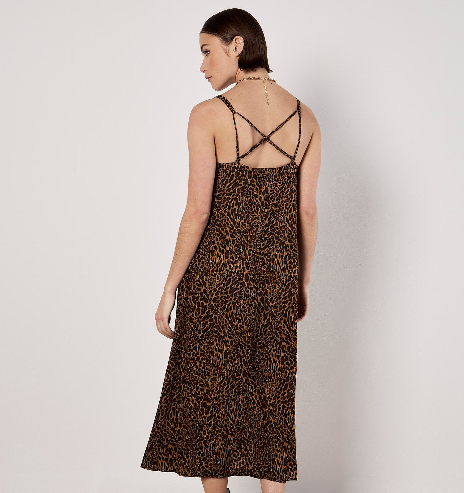 Apricot Midikleid Maxi-Slipkleid mit Animalprint – Bild 4 von 5