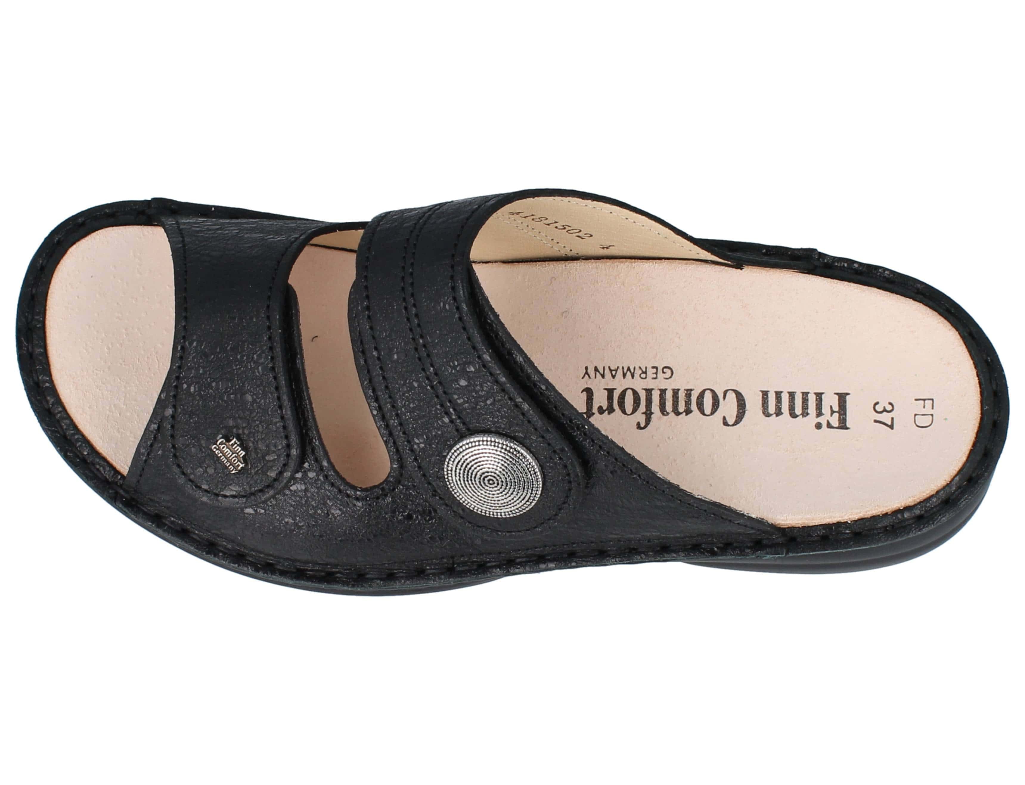Finn Comfort FINN COMFORT Sansibar Damen Pantolette schwarz black geprägtes Pantolette Wechselfußbett