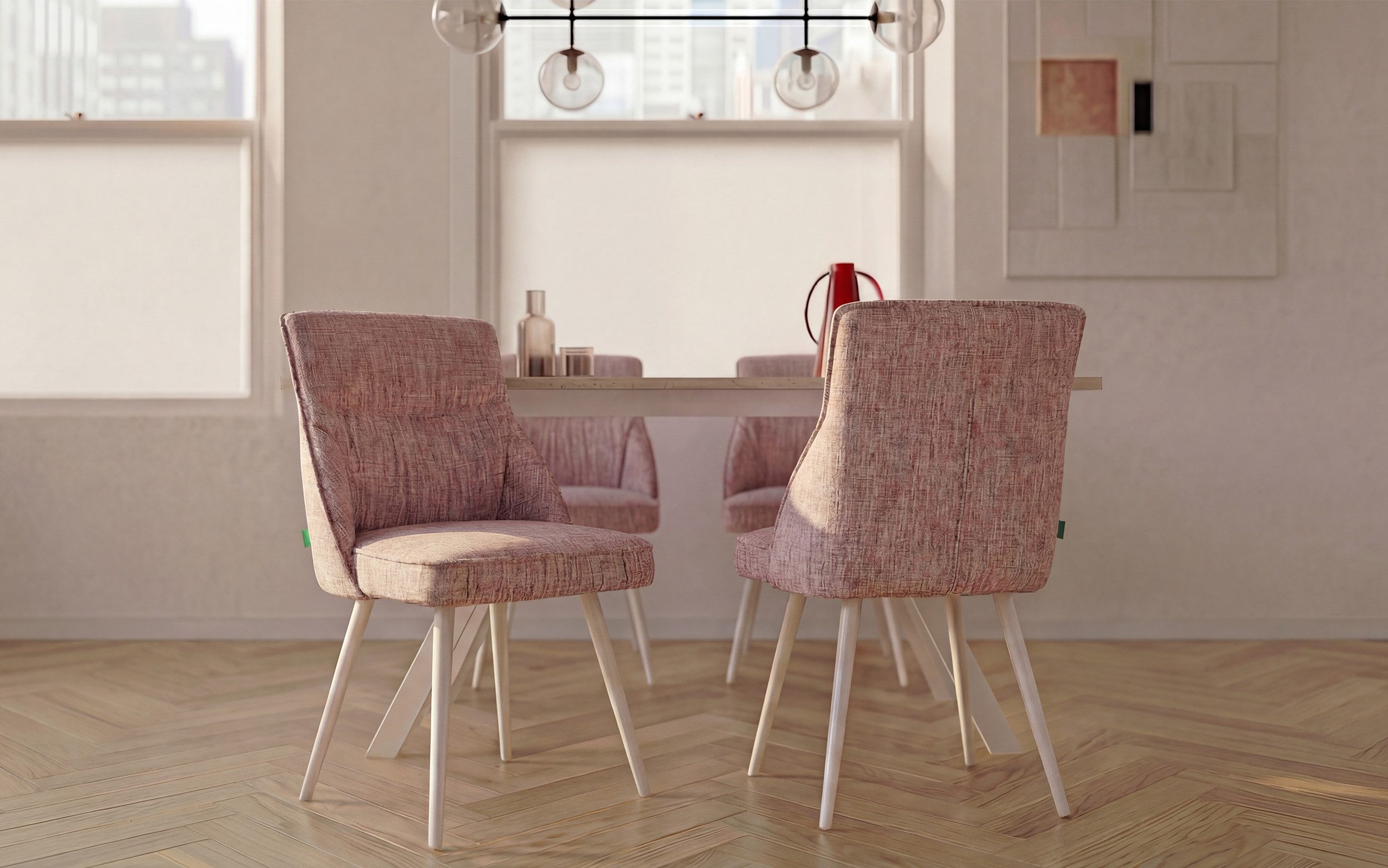 DUBI Möbel Polsterstuhl MIRELA 2er-Set (2 St), 4-Fuss Gestell Weiß 2er-Set