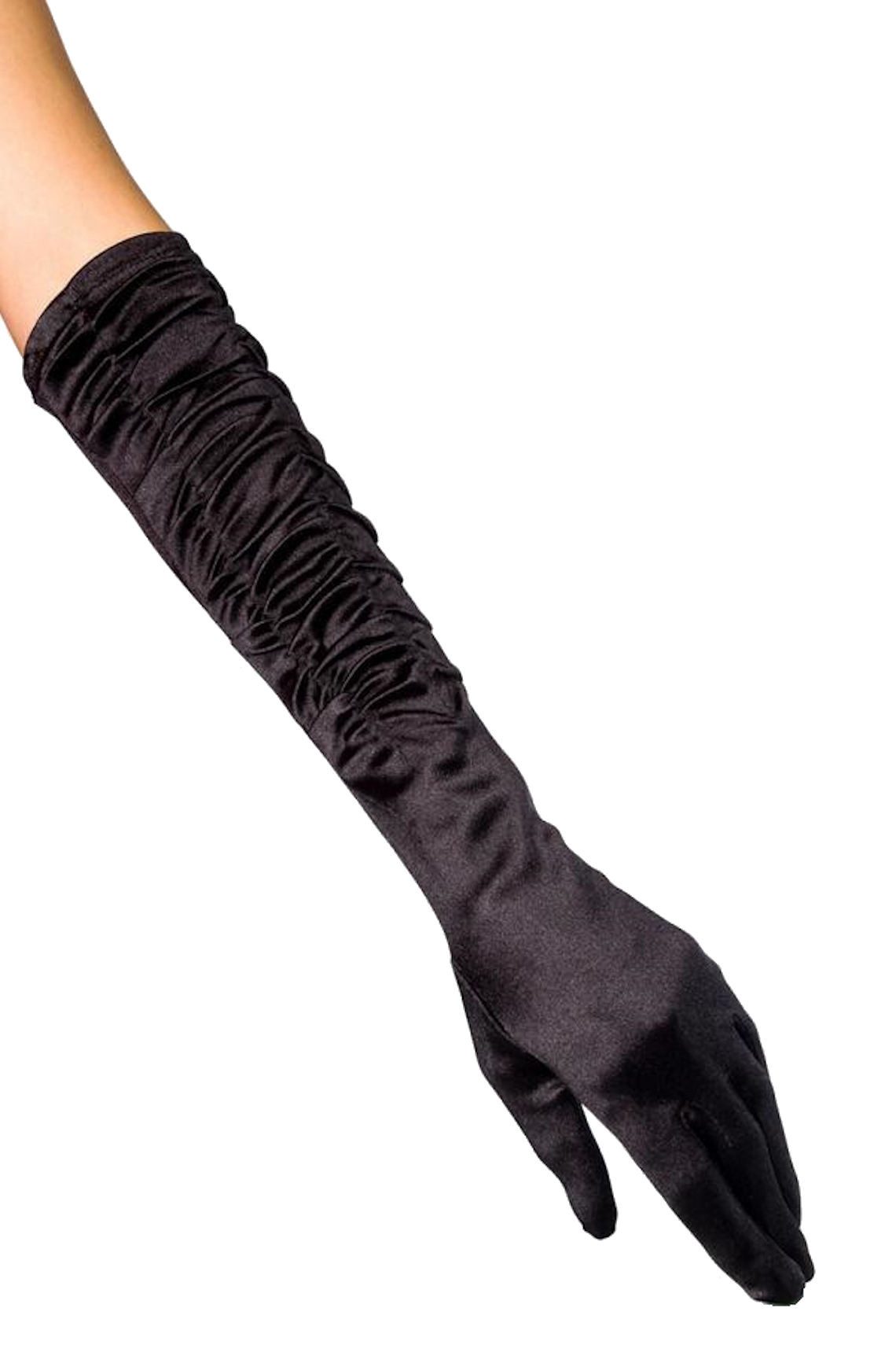 Atixo Abendhandschuhe Satin-Handschuhe in Raffoptik lang günstig online kaufen
