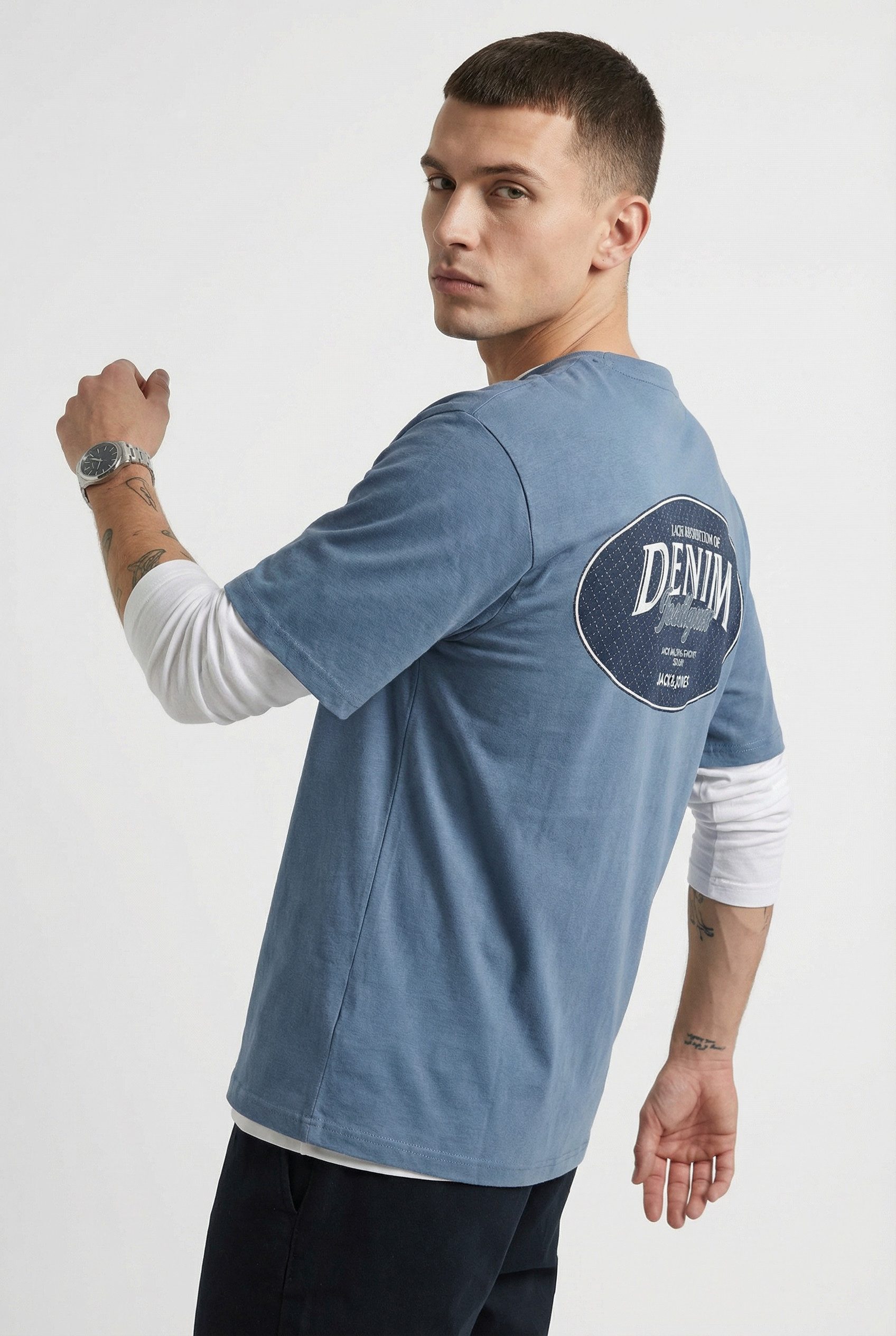Jack & Jones T-Shirt JJEDOVER DENIM TEE SS O-NECK 3PK MP (Packung, 3-tlg)