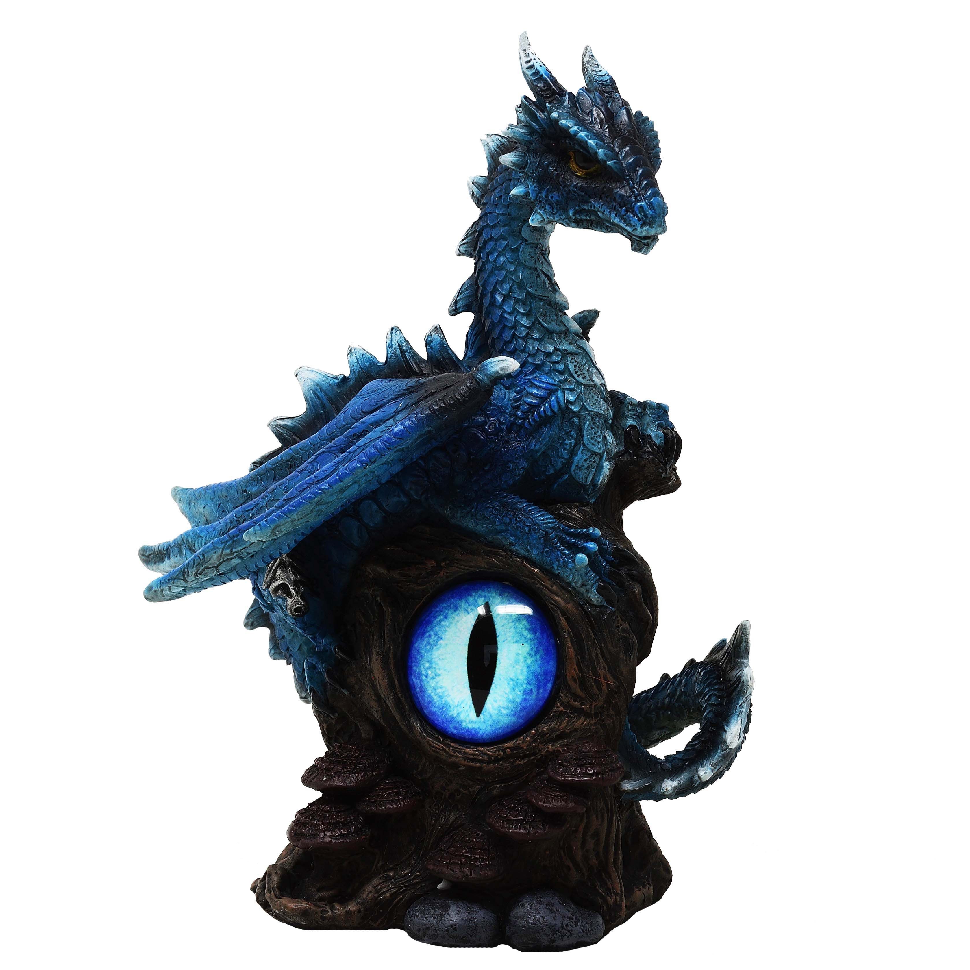 MystiCalls Dekofigur Blauer Drache mit Drachenauge - Drache Figur Beschütze günstig online kaufen