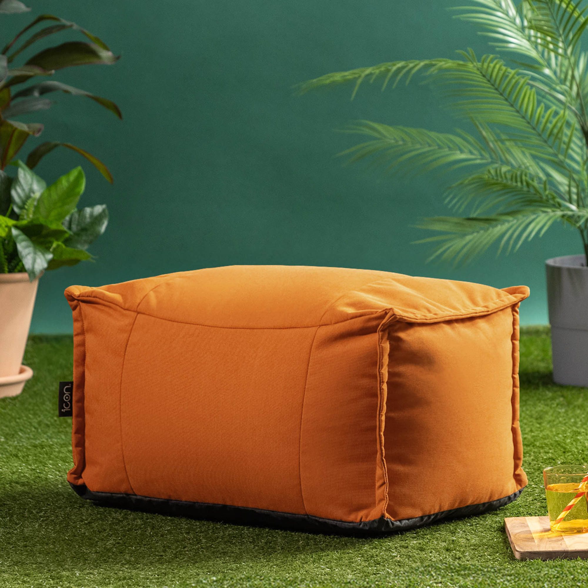 icon Sitzsack Fußhocker aus Olefin „Bud“, mit Füllung, Made in Germany, Sitzhocker, Sitzkissen, Fußstütze, Fußhocker