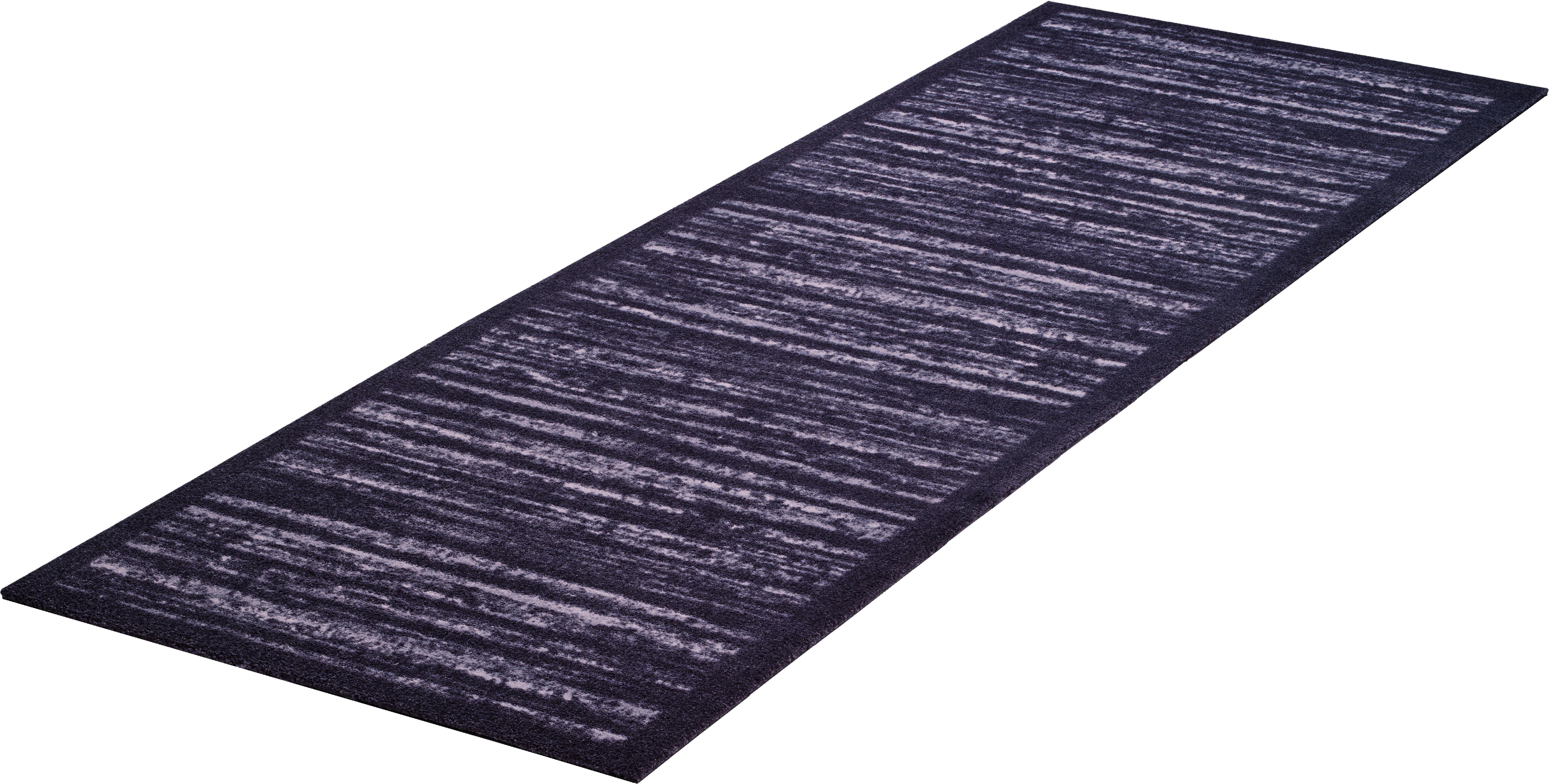 Küchenläufer Hamada, Grund, rechteckig, Höhe: 8 mm, In- und Outdoor geeignet, Teppich-Läufer mit Bordüre grau/schwarz | Kurzflor-Läufer