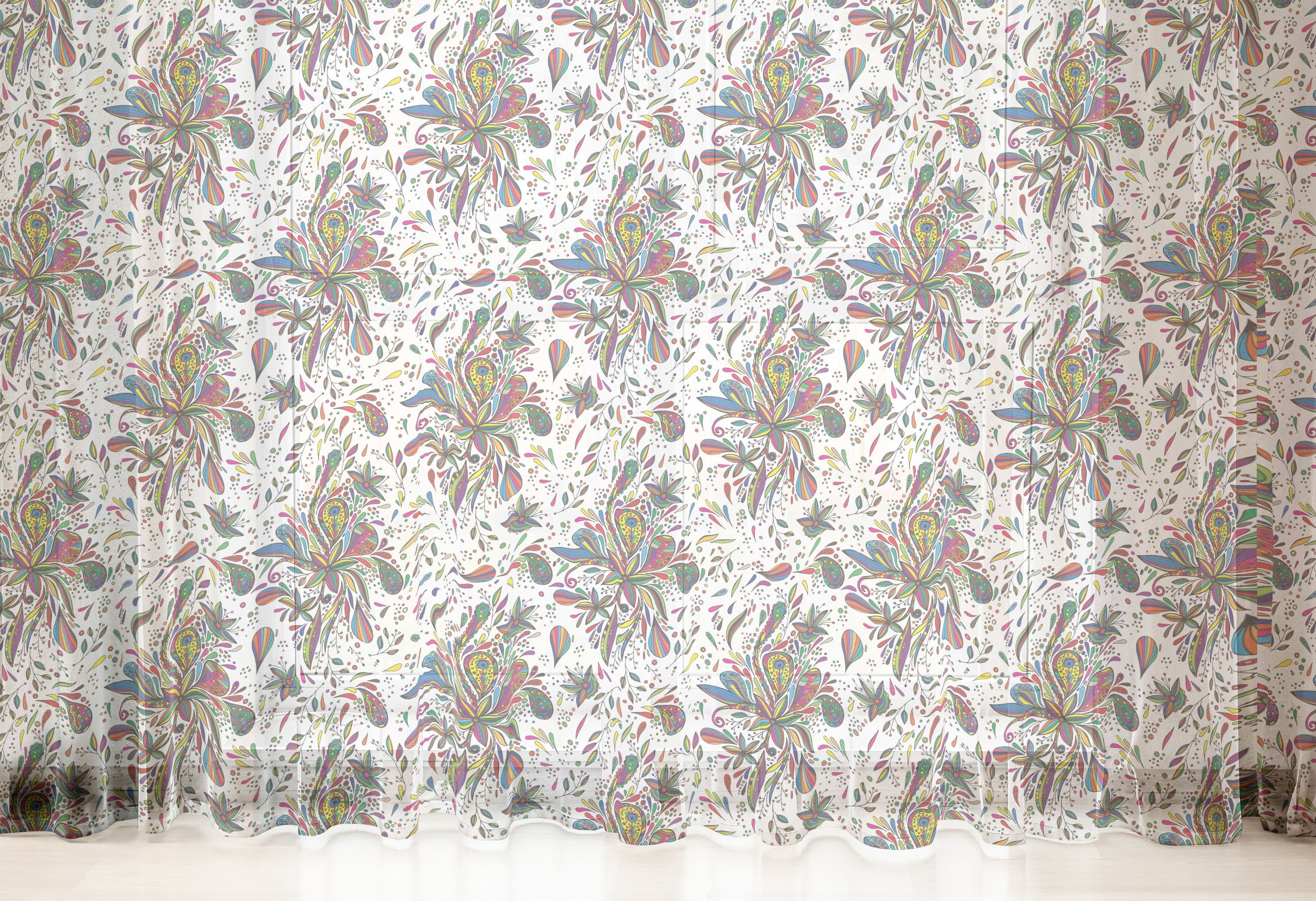 Gardine schiere Drapierung für 2 Flora-Muster Party Hochzeit Mehrfarbig Panels, Abakuhaus