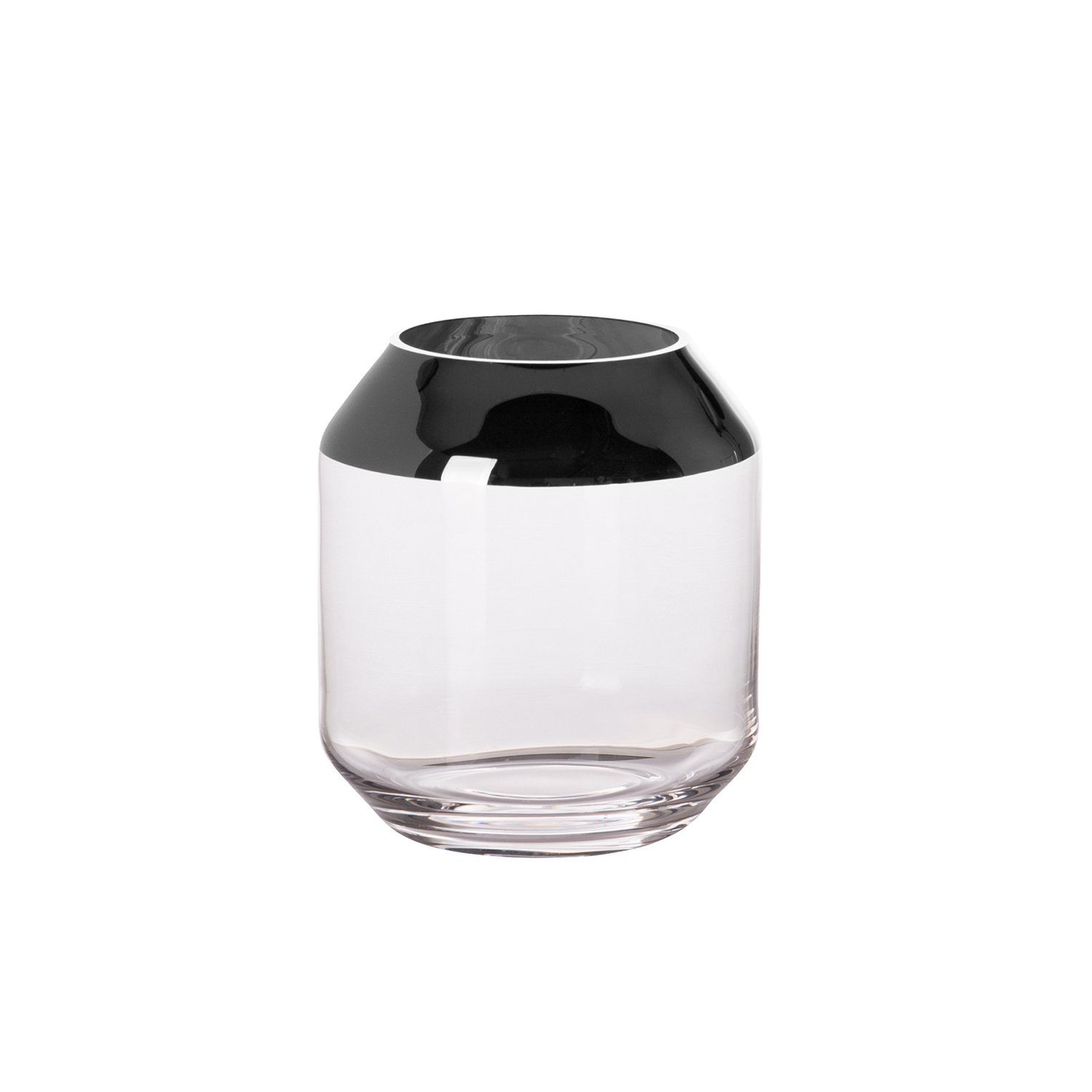 Fink Teelichthalter SMILLA Teelichthalter - H.14cm x D.12cm - Glas - silber/transparent (1 St., Leuchte - Geschenk für Frauen), Windlicht Teelicht Kerzenhalter - Eleganter Kerzenleuchter für Zuhause