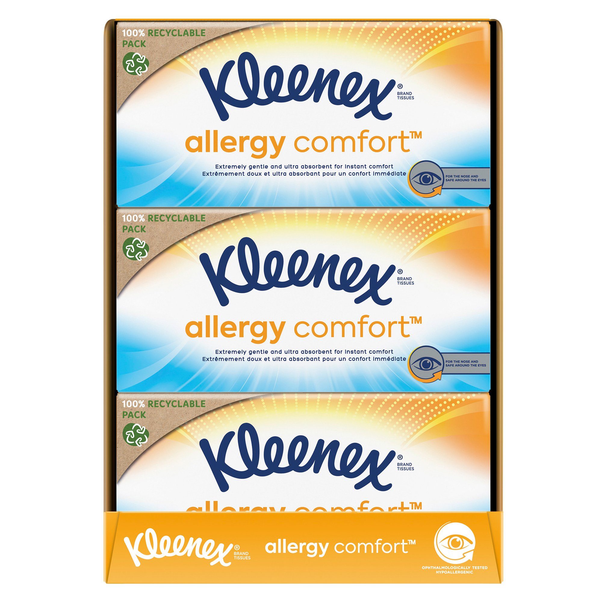 KLEENEX Papiertaschentücher Kosmetiktücher Allergy Comfort Taschentücher für Allergiker 12x56 St.