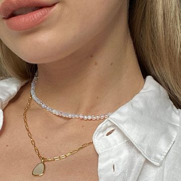 Brandlinger Perlenkette Halskette Victoria, Silber 925 vergoldet, Opalith