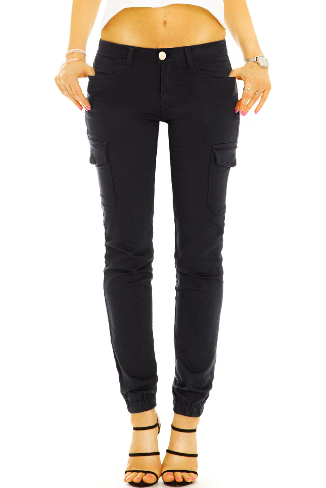 be styled Cargohose Low waist Cargohose im stretchigen Slim Fit Look - Damen - j37p in Unifarben