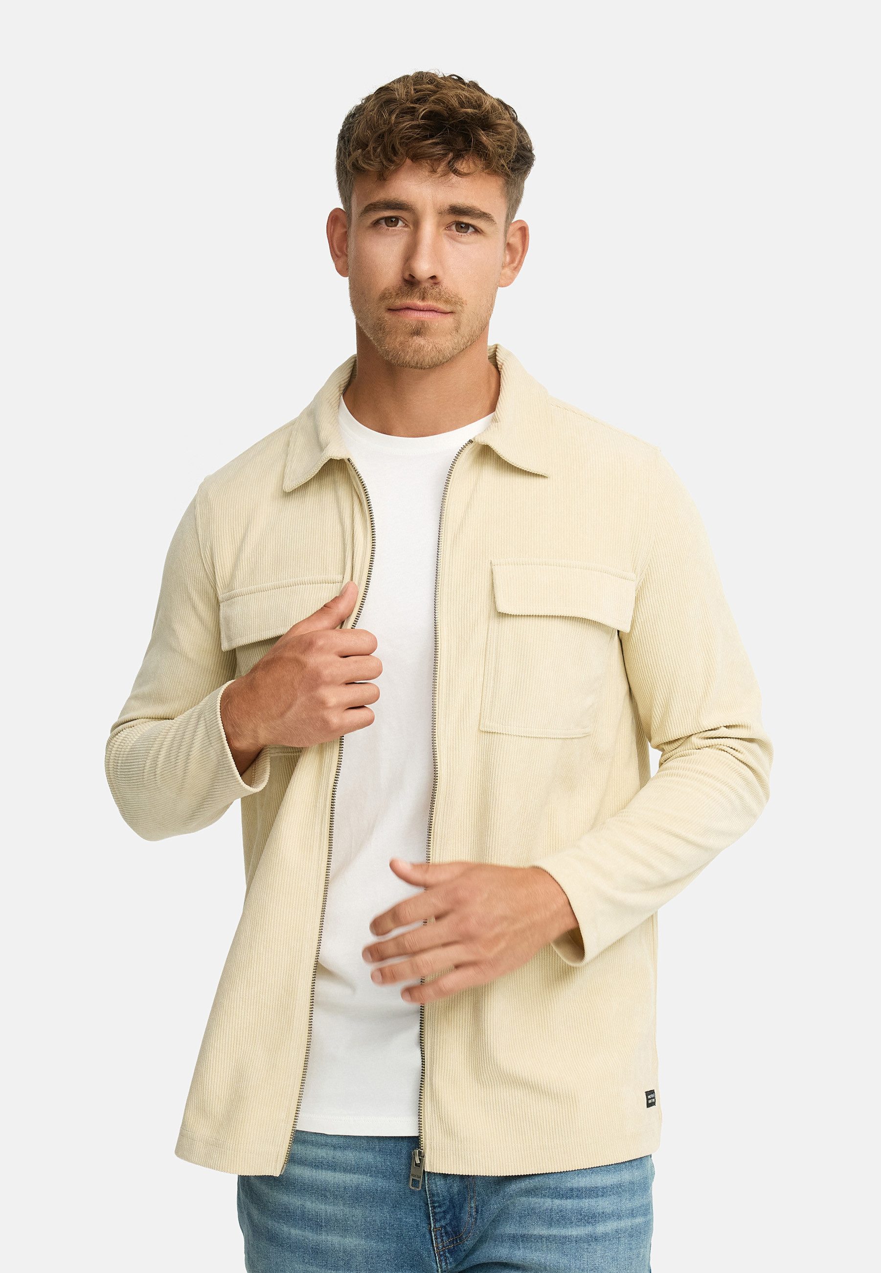 Indicode Langarmhemd Herren INNemoto Zip Herrenhemd Langarm Leichtes Zip-Hemd mit Brusttaschen