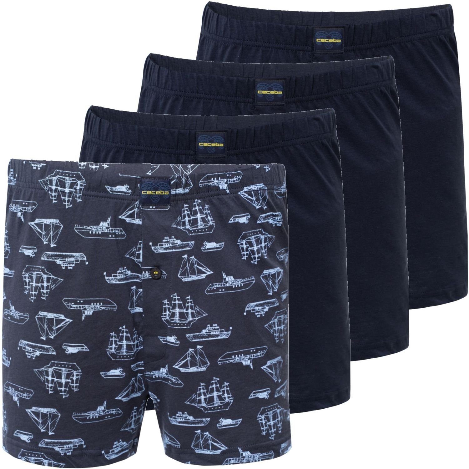 Boxershorts 4er Pack Boxer Herren Pant Unterhose Unterwäsche blau Schiff