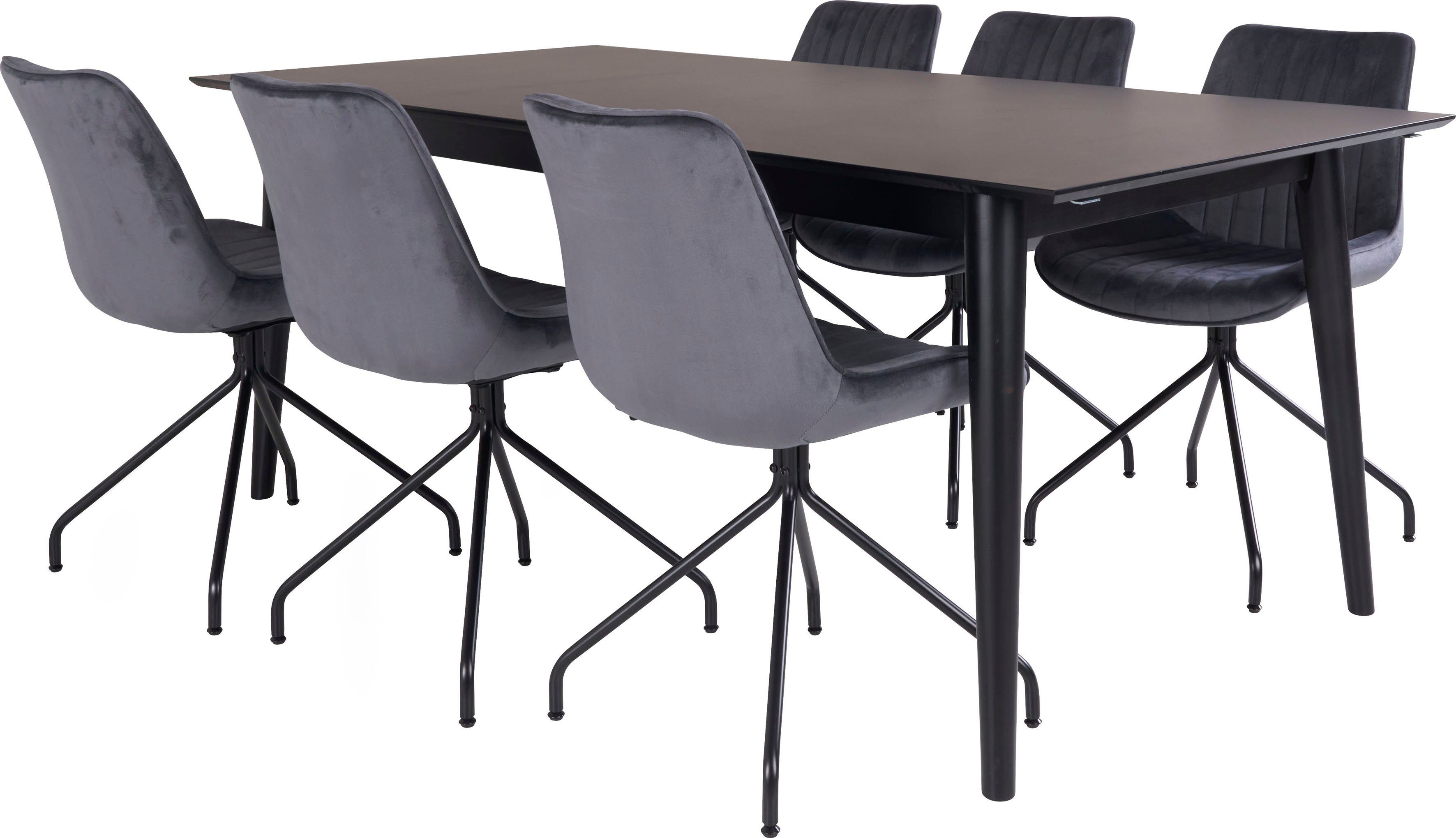 grau/schwarz 7-tlg), (Set, mit Homexperts Odense, ausziehbarem Tisch Essgruppe